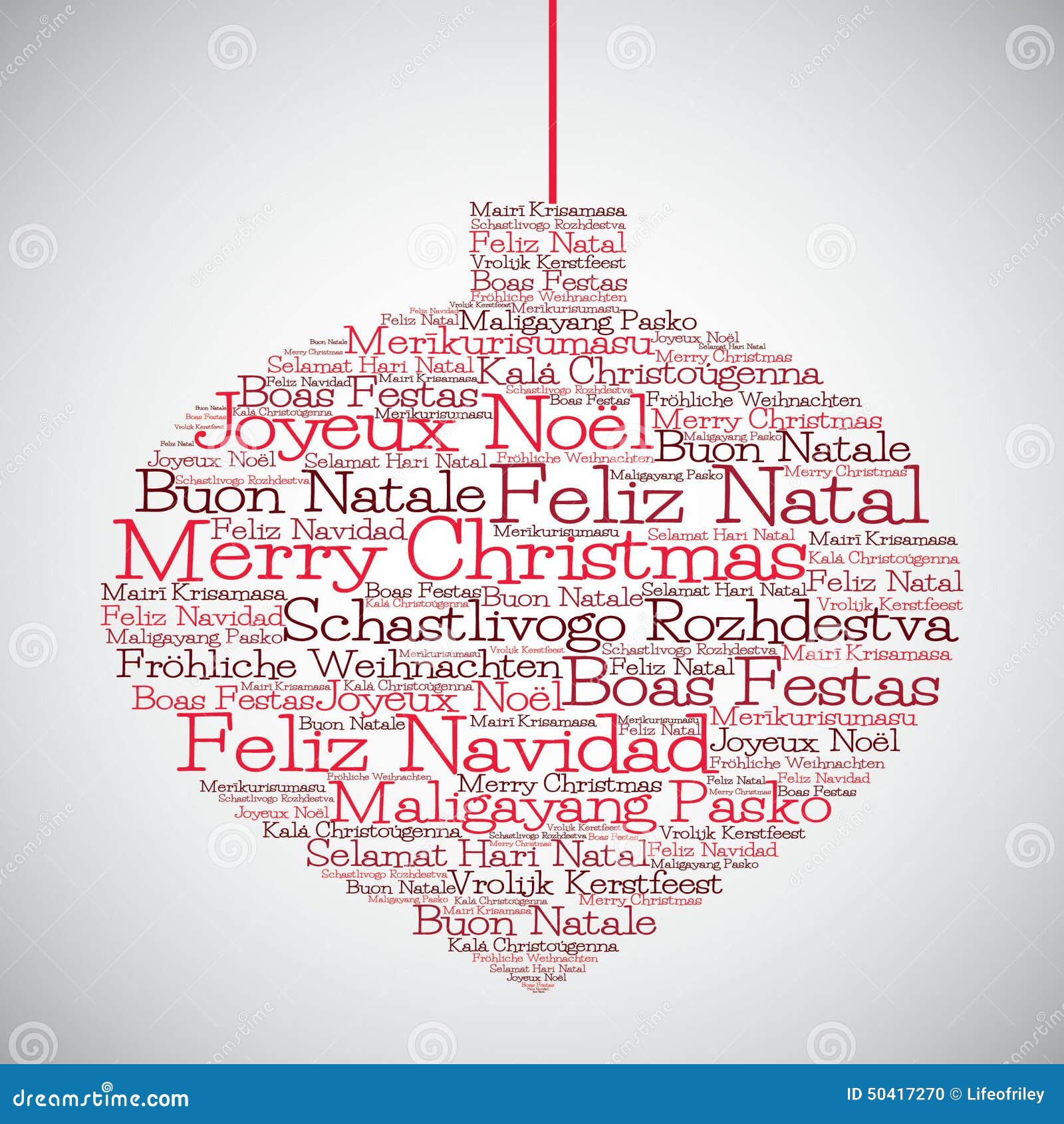 Babiole De Noel Faite A Partir Du Joyeux Noel Dans Differentes Langues Illustration De Vecteur Illustration Du Anglais Italien