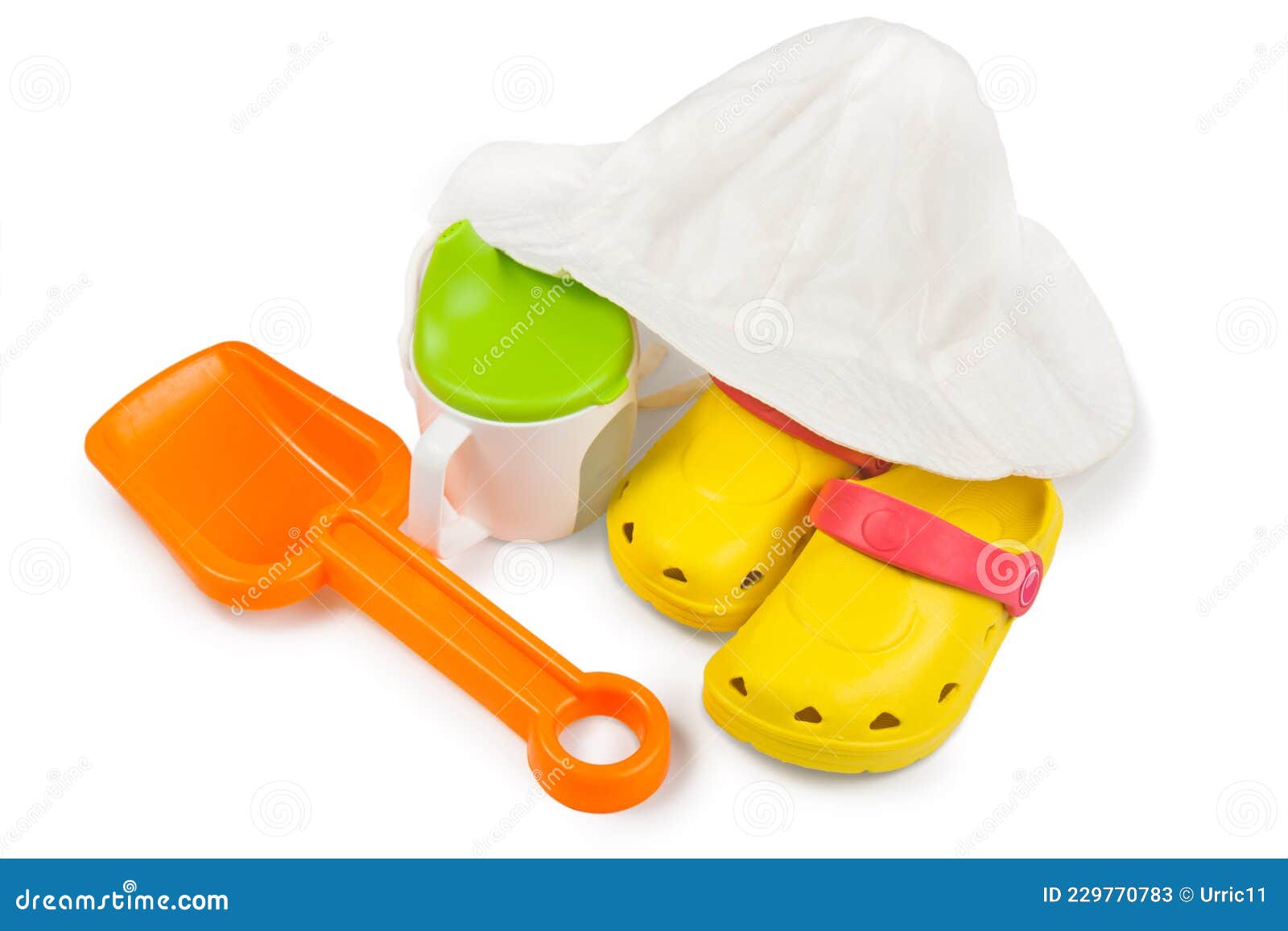 Baby accessories for beach stock image. Image of white 229770783