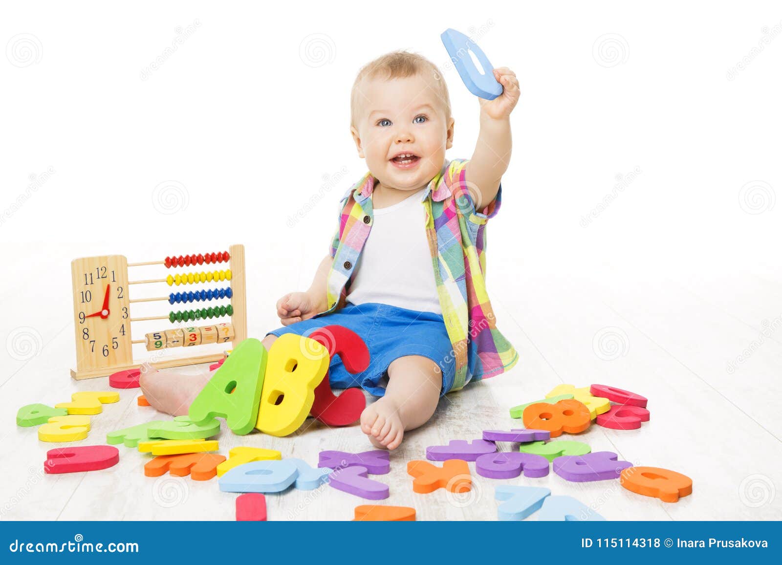 baby alphabet and math toys, child playing abacus abc letters