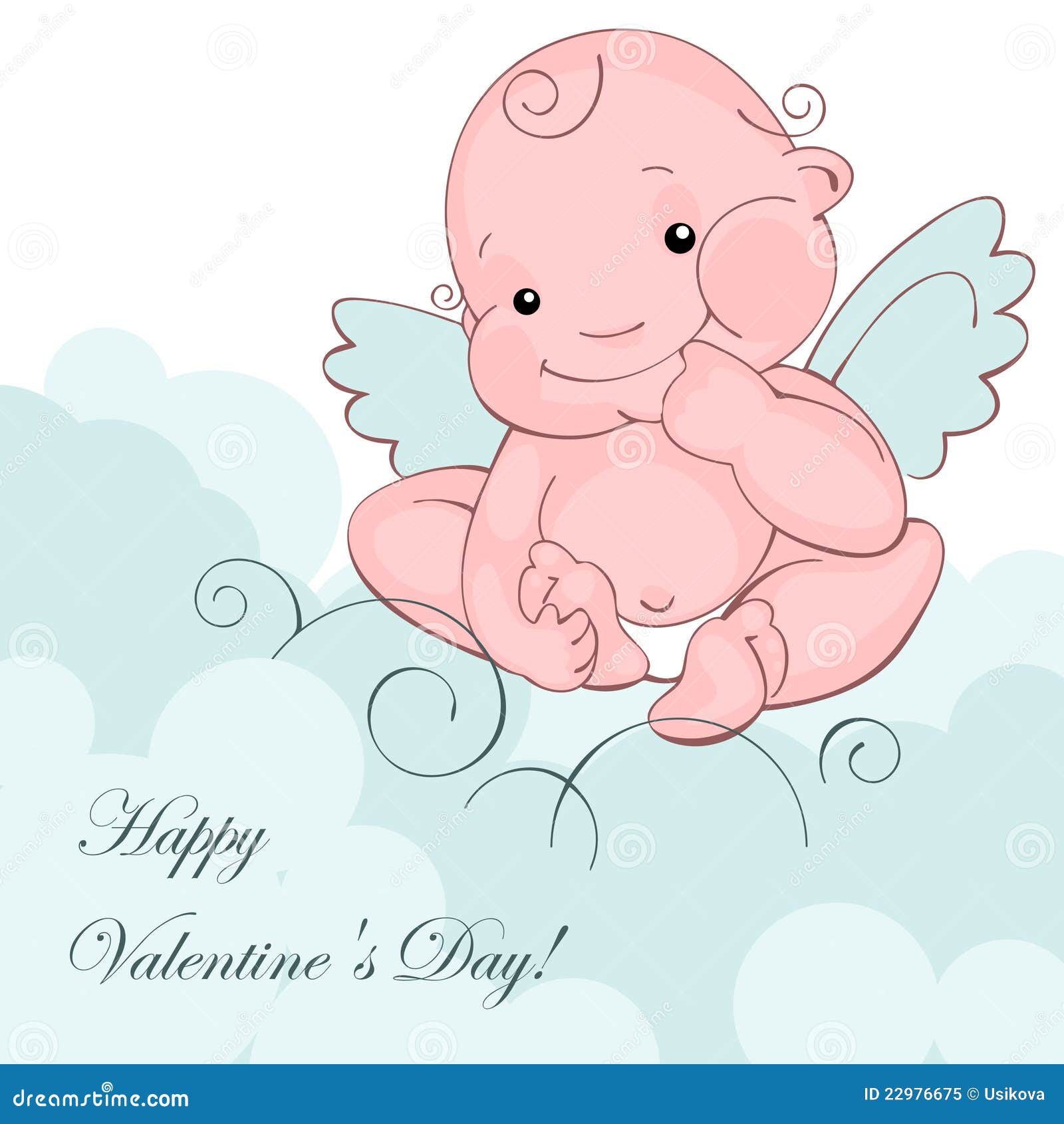 Baby angel on a blue cloud stock vector. Illustration of people 22976675