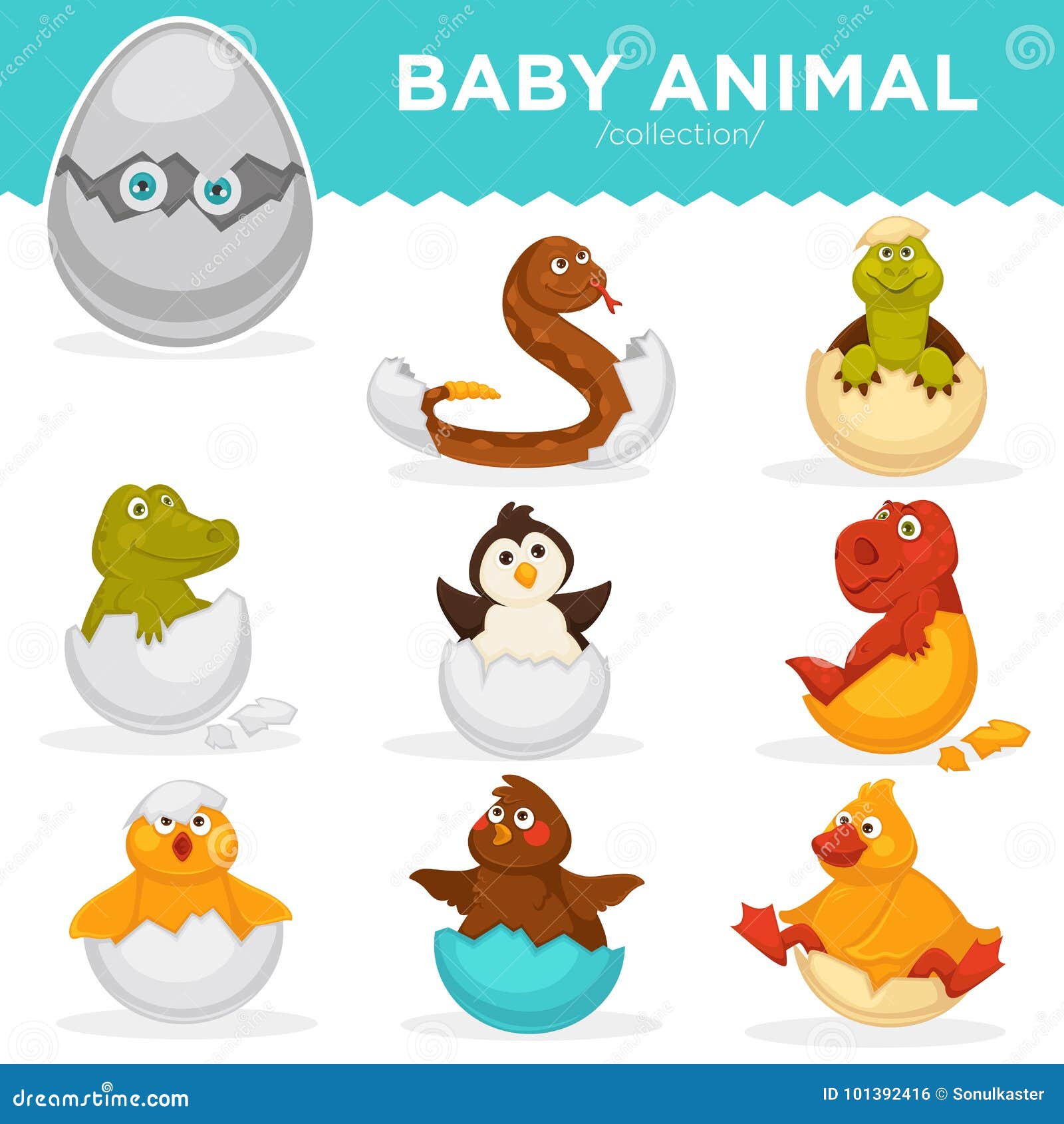 Baby Animals Hatch Eggs Cartoon Pets Hatching Vector Flat Isolated Icons  Stock Vector - Illustration of birth, bird: 101392416