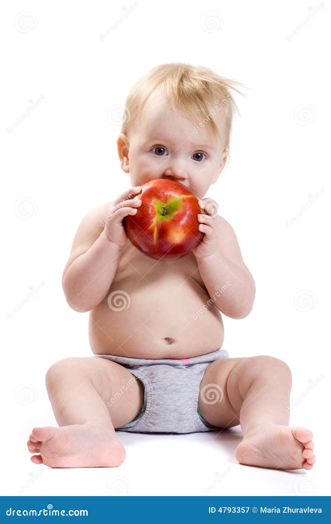 Baby and apple stock image. Image of healthy, baby, fruit 4793357