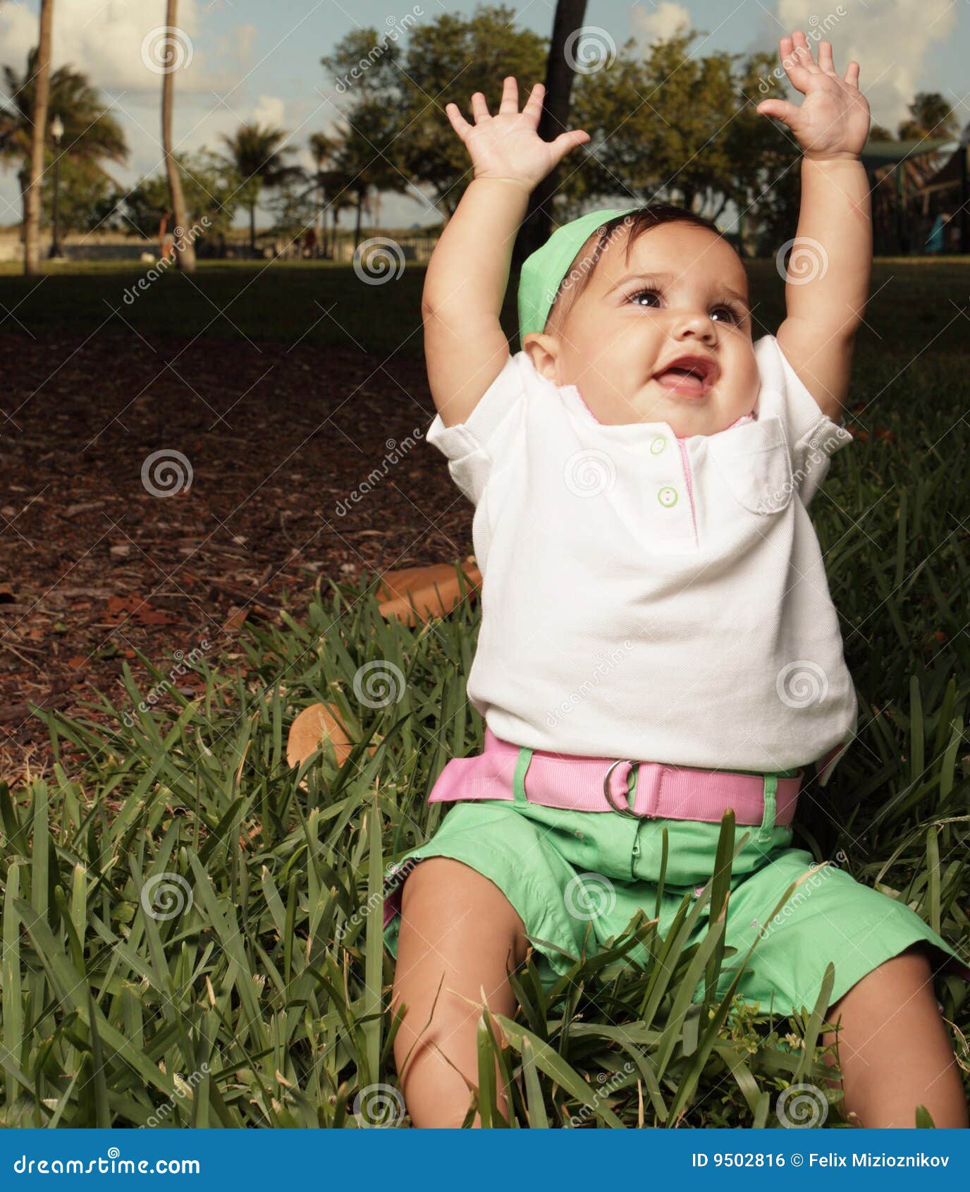 Baby with arms extended stock photo. Image of grass, arms 9502816