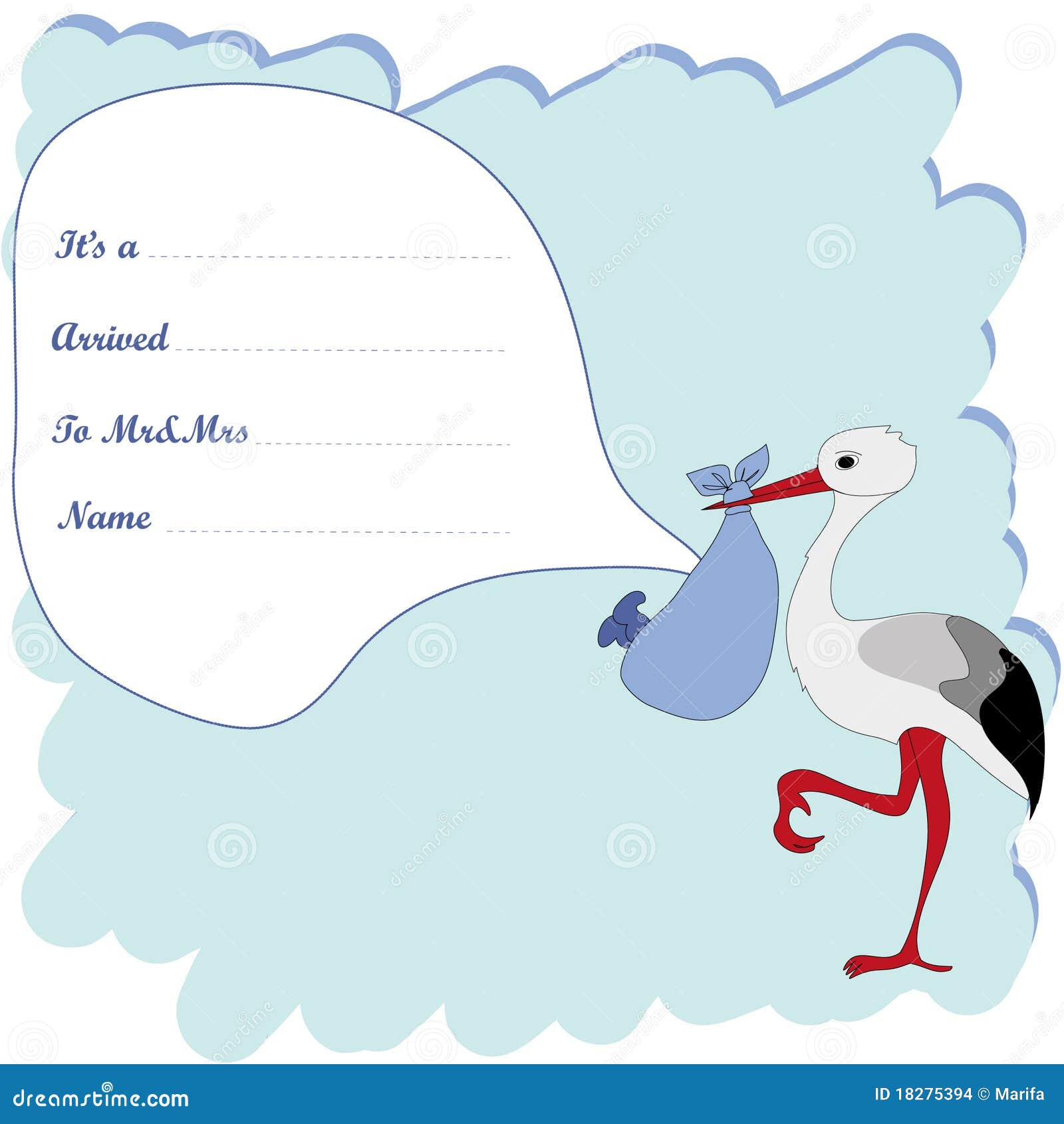 Baby Arrival Announcement for Boy Stock Vector Illustration of