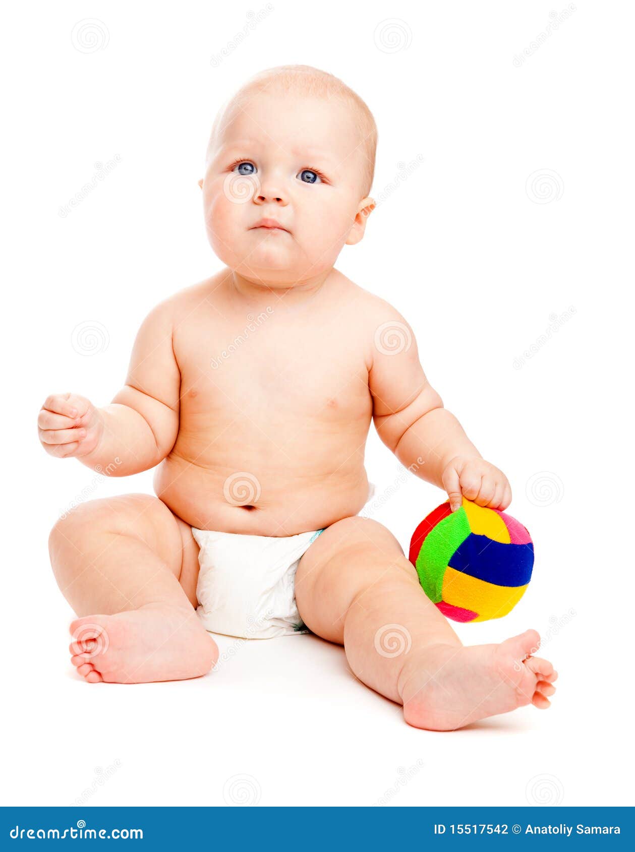Baby with ball stock photo. Image of person, human, diaper 15517542