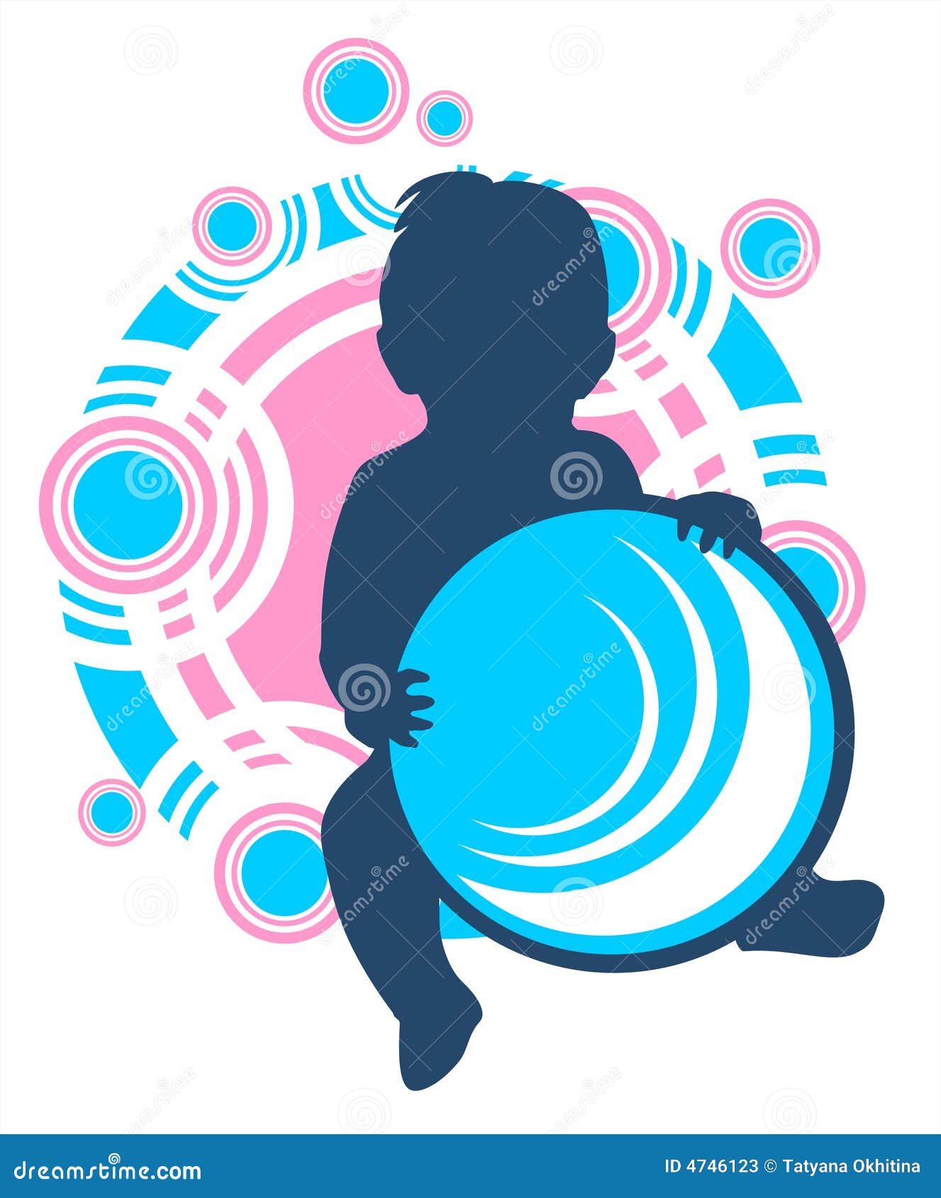 Baby and ball stock vector. Illustration of ornate, play 4746123