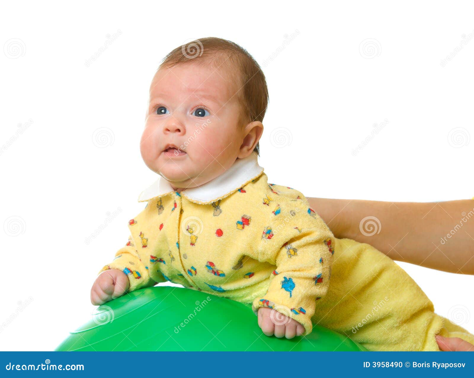 Baby on ball for massage stock photo. Image of lifestyle 3958490