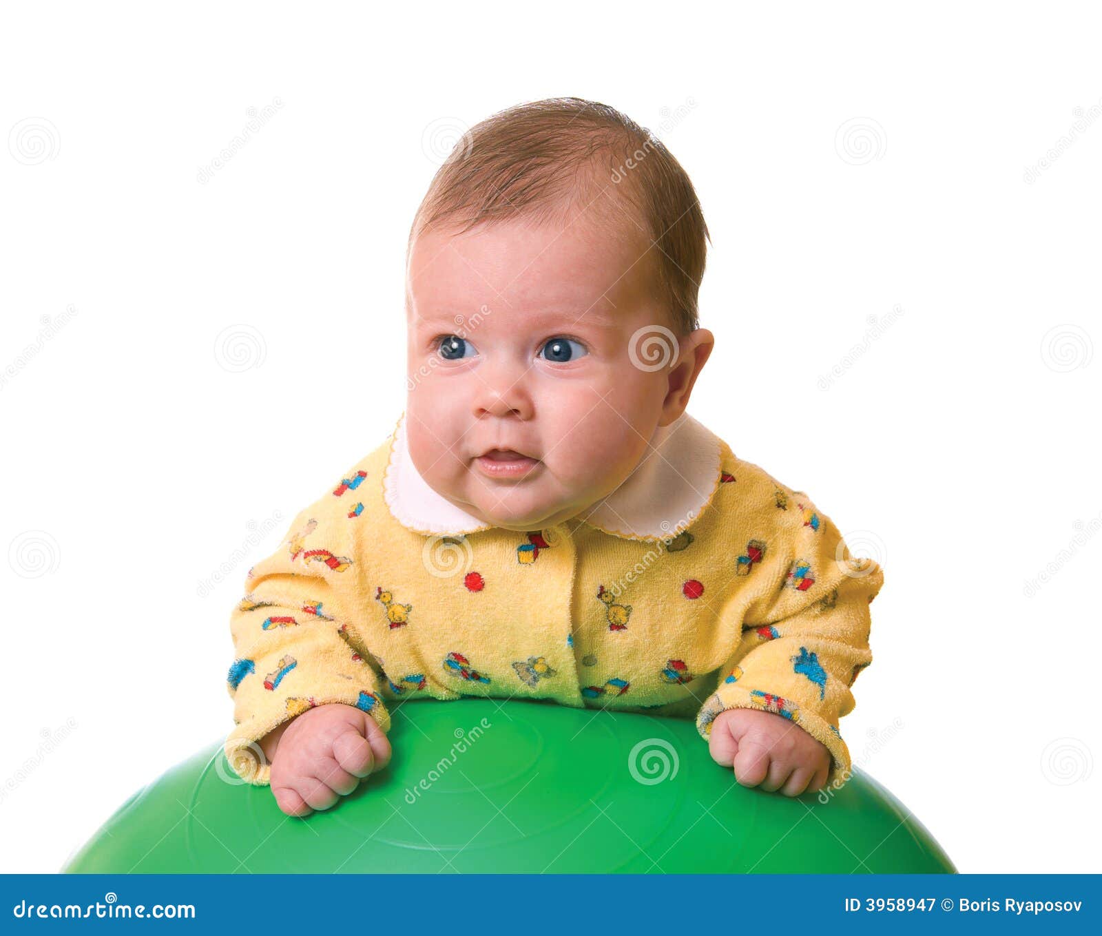 Baby on ball for massage stock image. Image of hospital 3958947