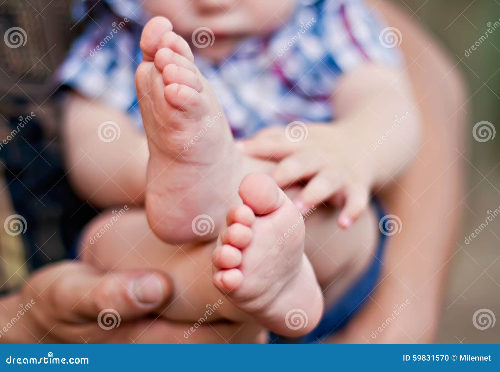 Baby barefoot stock photo. Image of hands, family, children 59831570