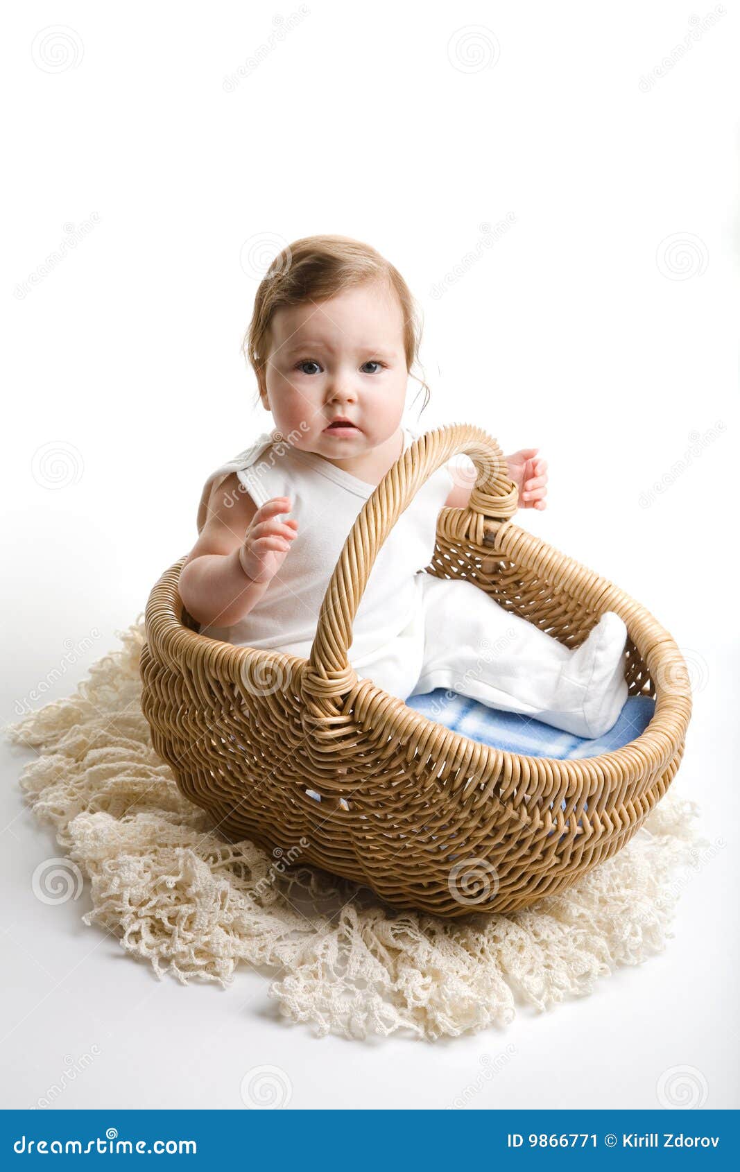 Baby in the basket stock image. Image of small, offspring 9866771