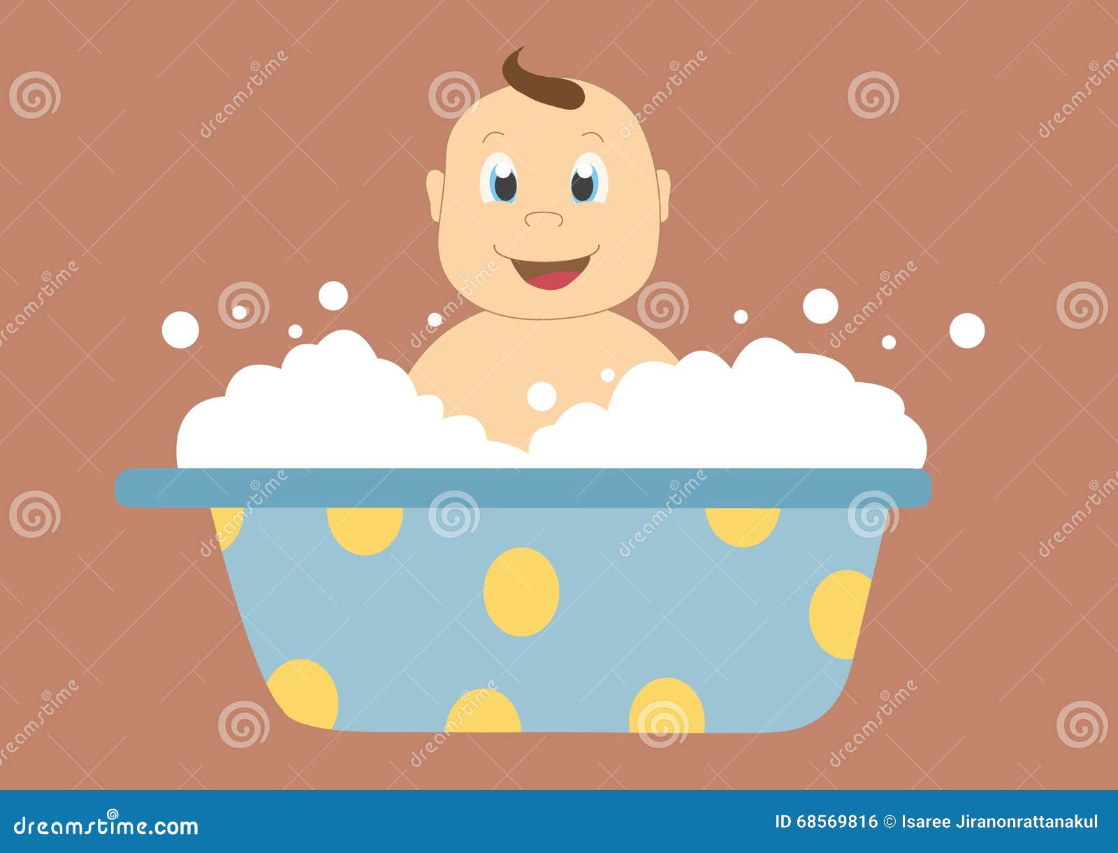 Baby in a Bath with Bubbles,Vector Illustrations Stock Illustration Illustration of childhood