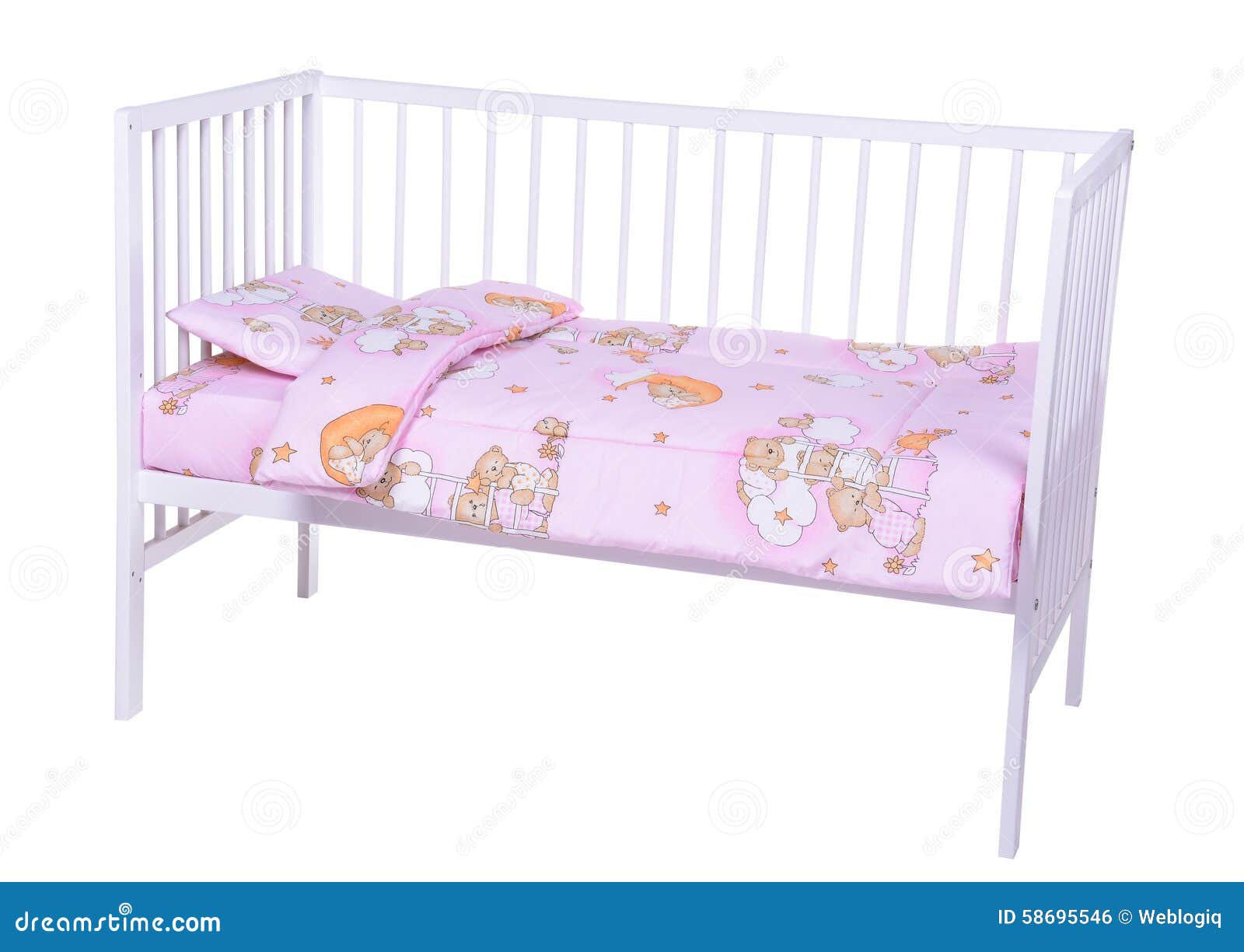 Baby bed on white stock photo. Image of bedroom, cloth 58695546