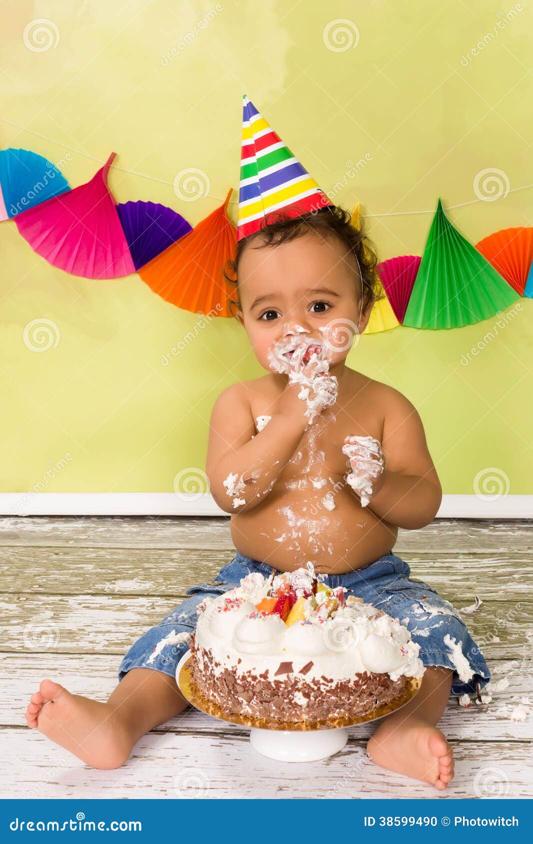 Baby with birthday cake stock photo. Image of ethnic - 38599490