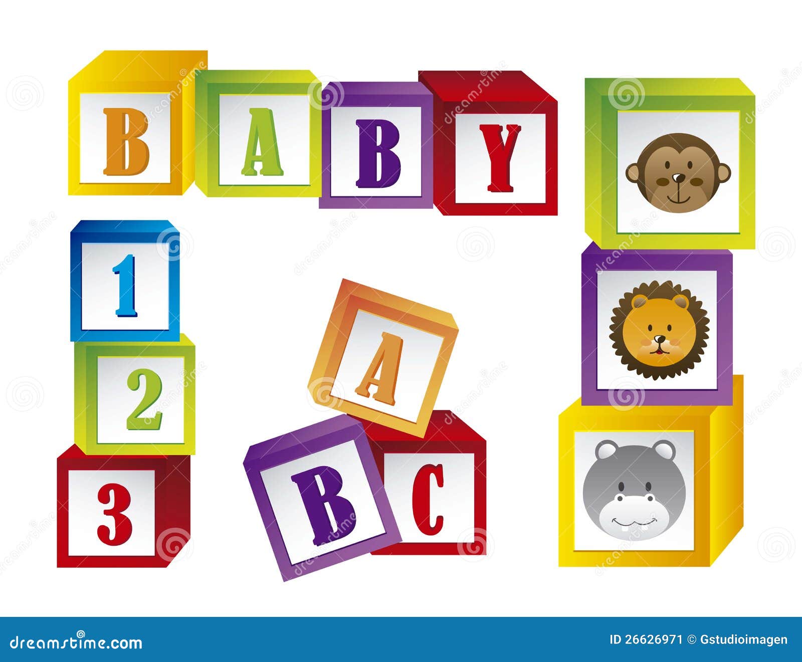 Baby blocks stock vector. Illustration of block, green 26626971