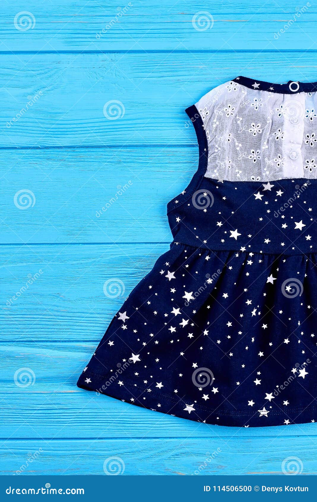 Baby Blue Dress with a Pattern of Stars. Stock Photo - Image of cotton ...