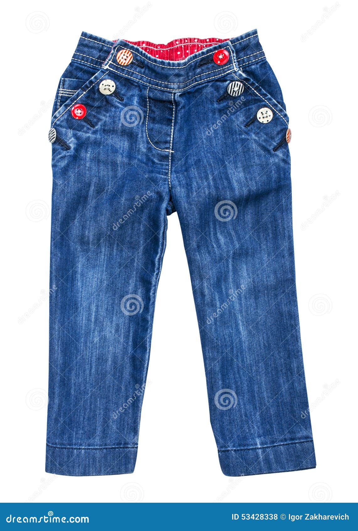 Baby Blue Jeans with Multicolored Buttons Stock Photo Image of breeches, child 53428338