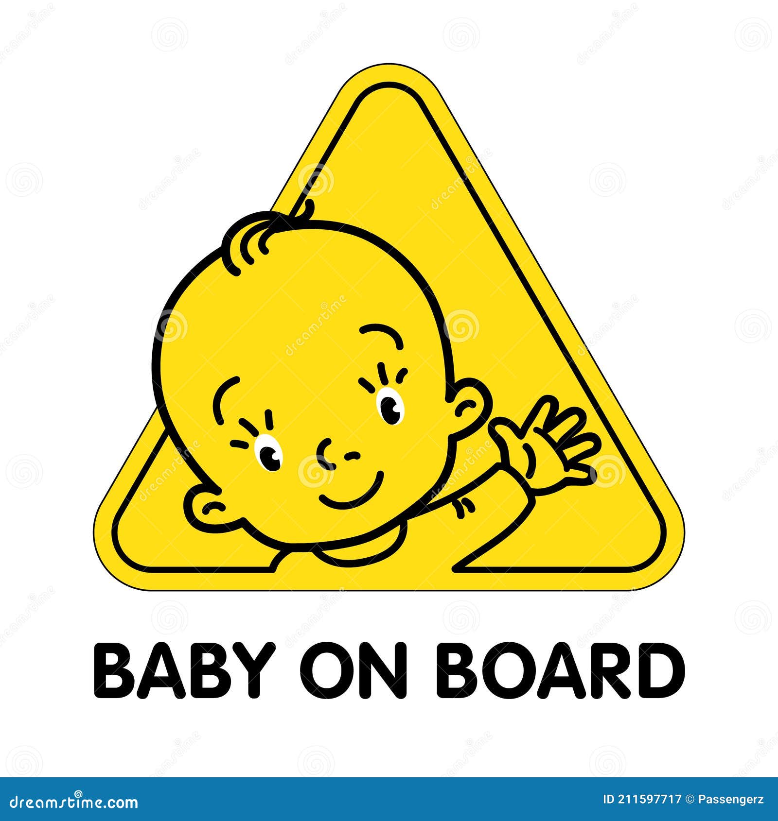 Baby on Board Sticker. Funny Face of Boy or Girl Stock Vector -  Illustration of contour, cartoon: 211597717