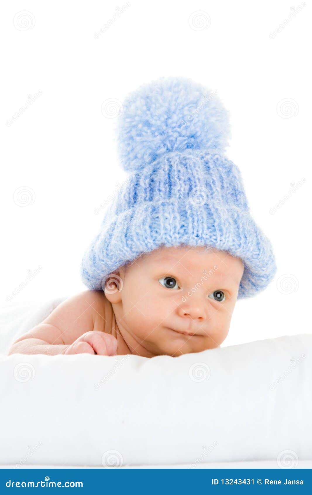 Baby in bobble hat stock image. Image of kiddie, infant 13243431