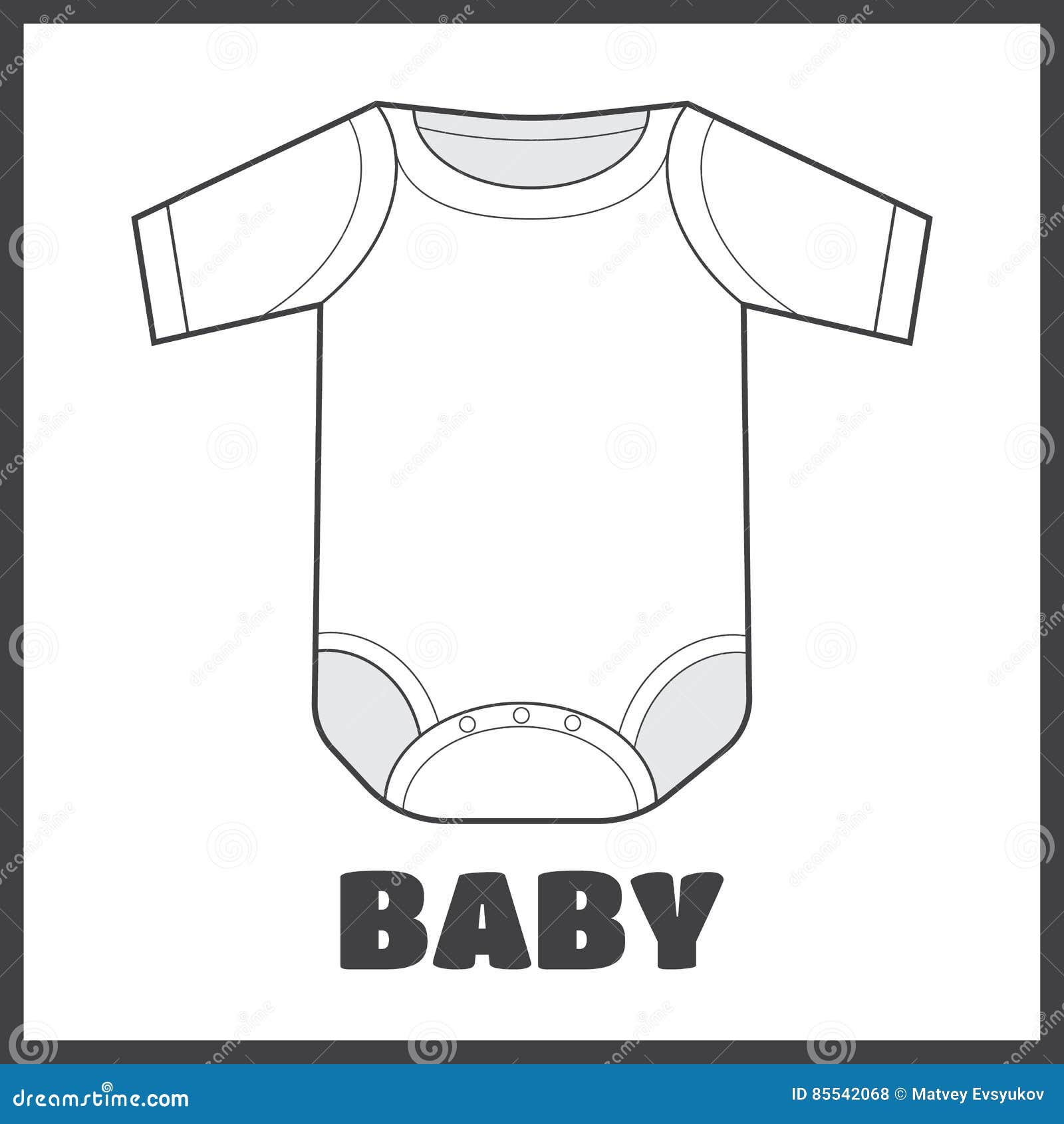 Baby Bodysuit Flat Sketch Template Stock Illustration - Illustration of ...