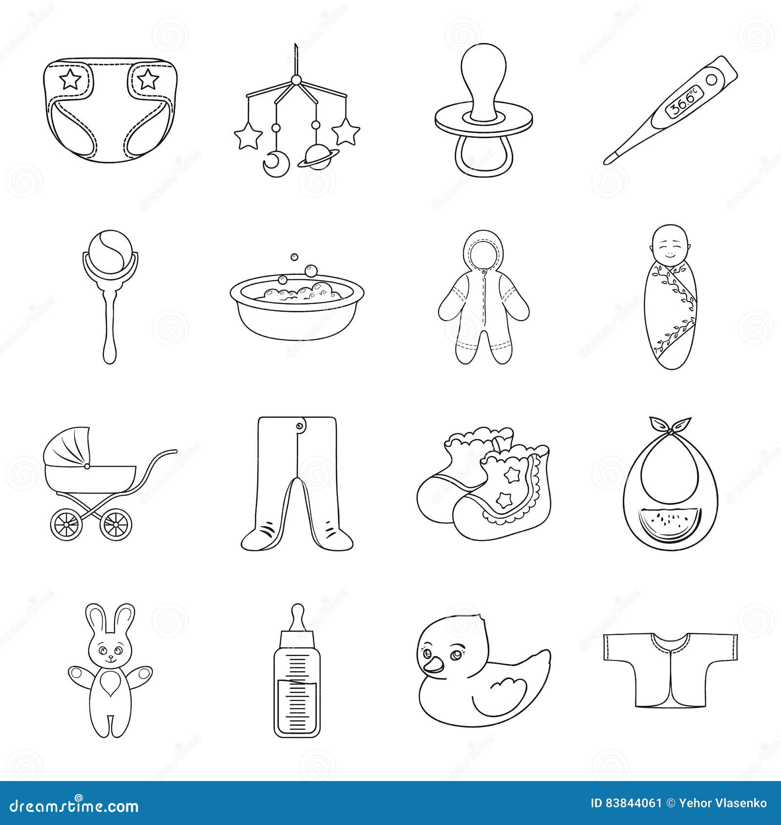 Baby Born Set Icons in Outline Style. Big Collection of Baby Born ...