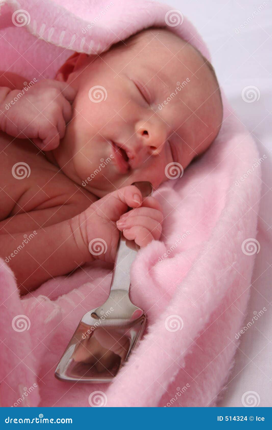 Baby Born with Silver Spoon in Her Mouth Stock Photo Image of safe, hands 514324