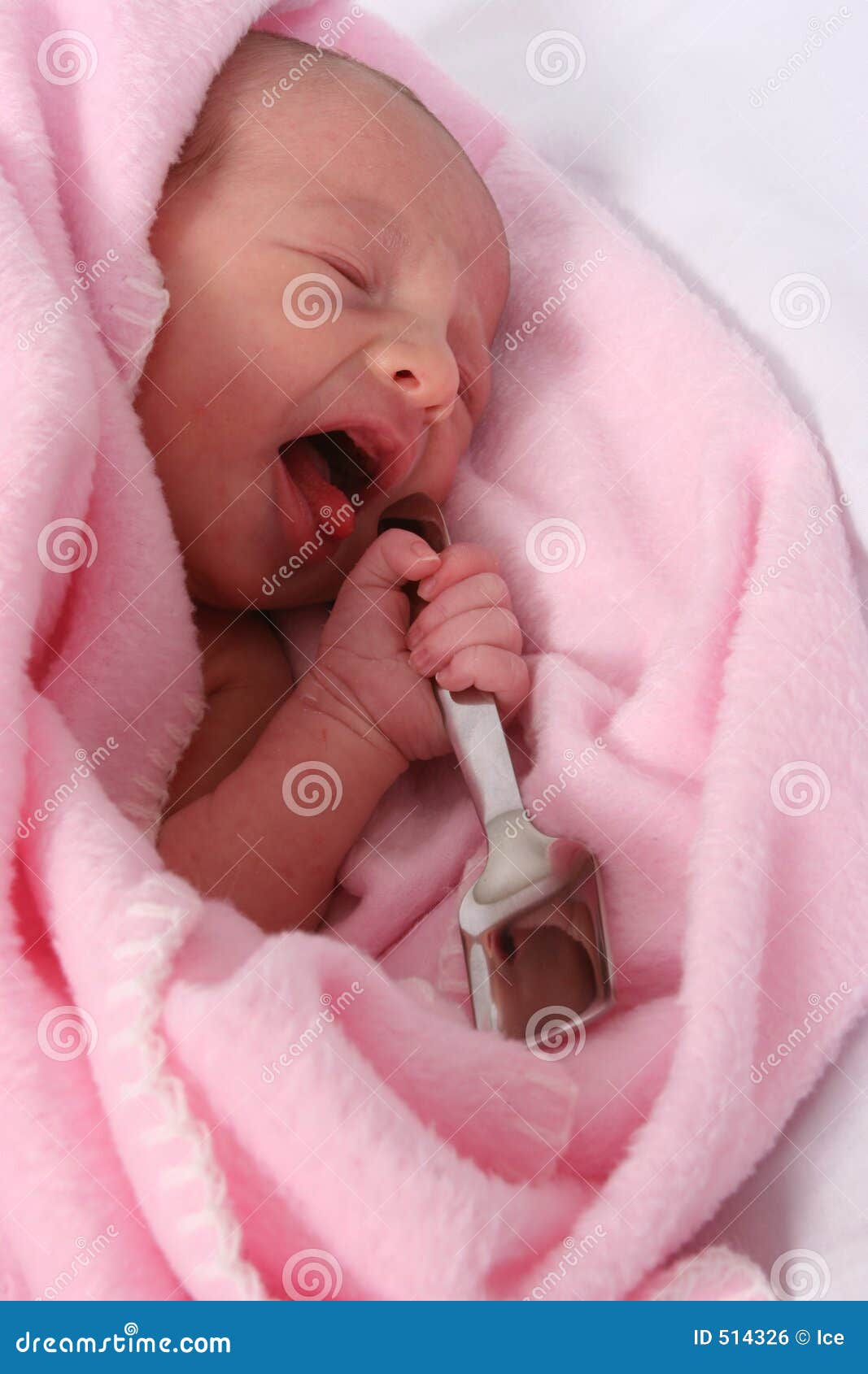 Baby Born With Silver Spoon In Her Mouth Stock Photo ...