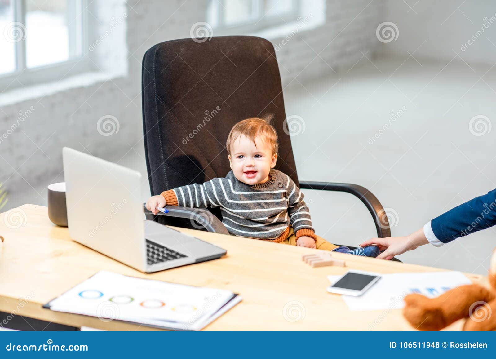 Baby boss at the office stock photo. Image of infant - 106511948