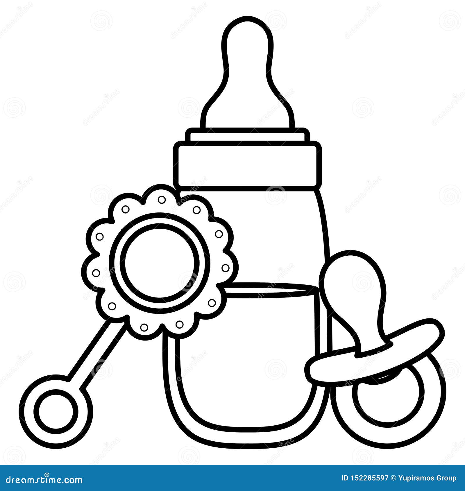 Baby Bottle Milk With Accessories Icons Stock Vector ...