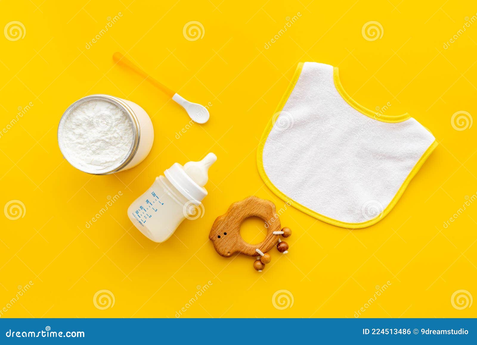 Baby Bottle Milk Formula and Powdered Milk in a Jar for Baby Feeding