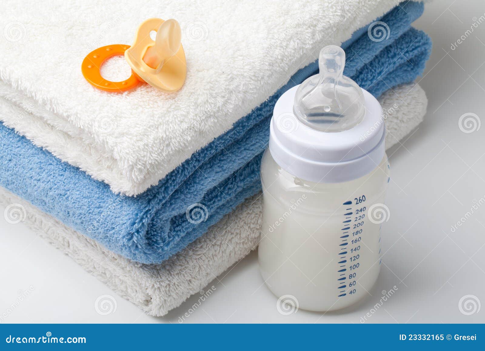Baby: bottle and pacifier stock image. Image of milk - 23332165