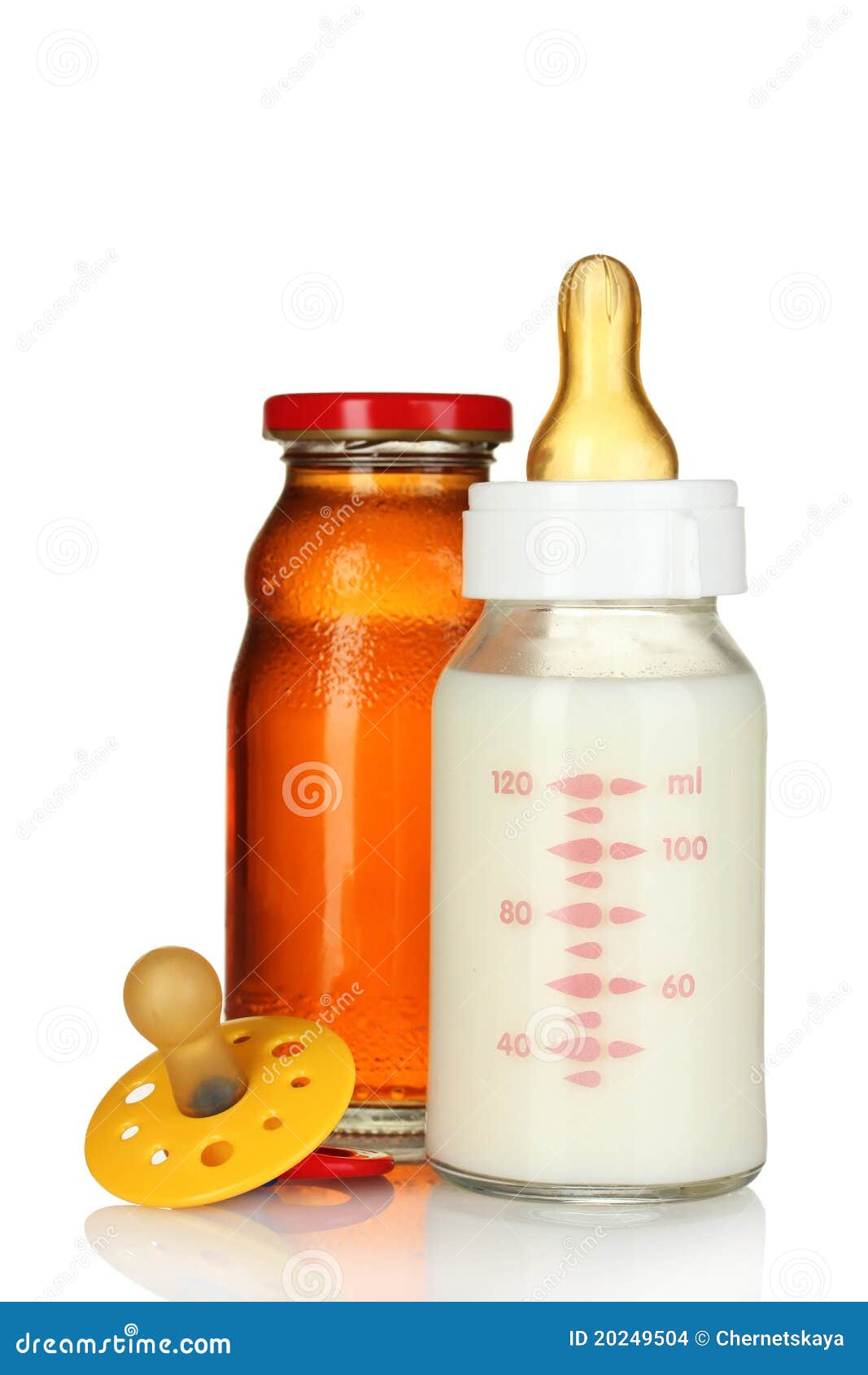 Baby Bottle, Pacifier and Juice Stock Photo Image of food, equipment 20249504
