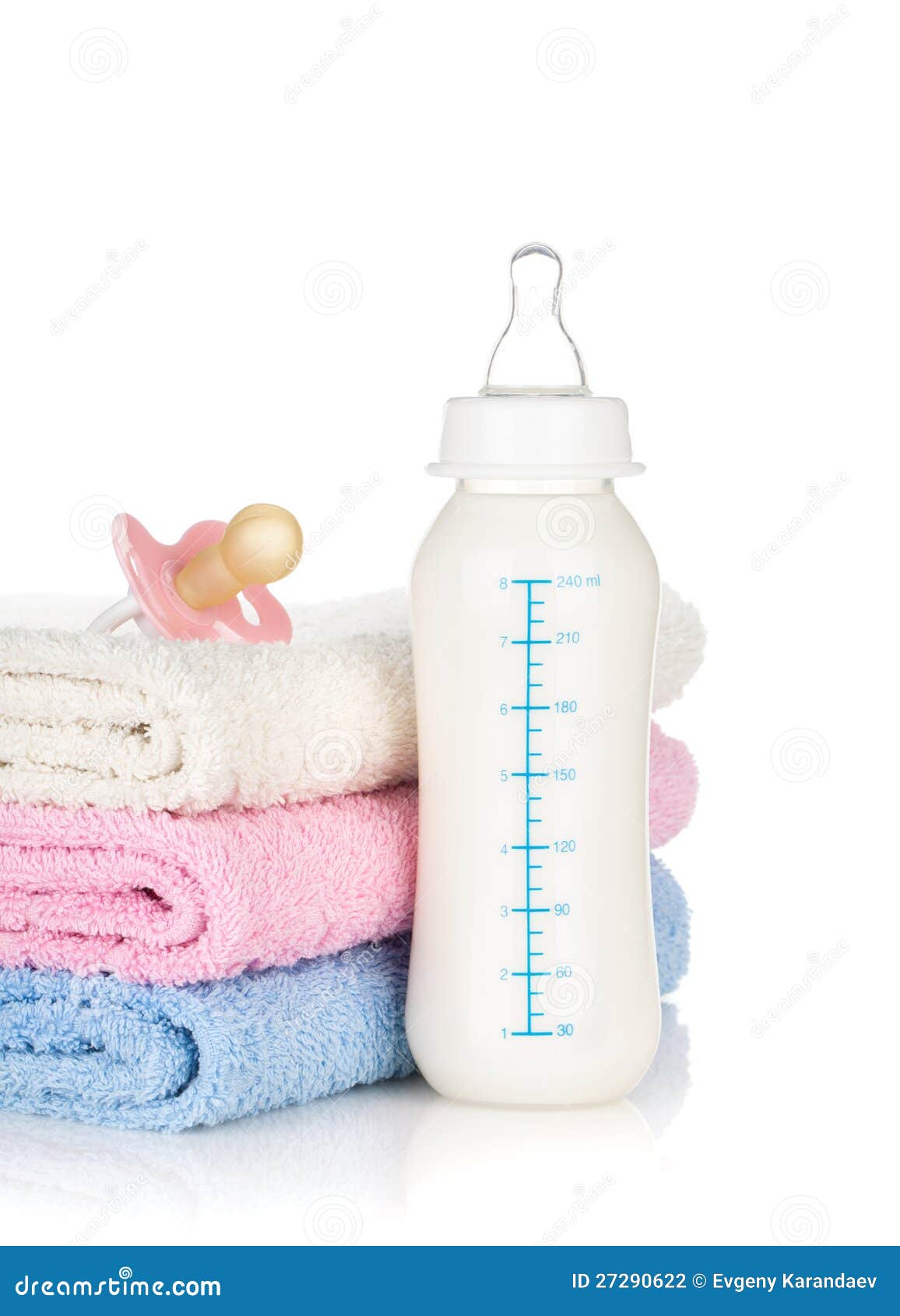 Baby Bottle, Pacifier and Towels Stock Photo Image of dairy, feed 27290622