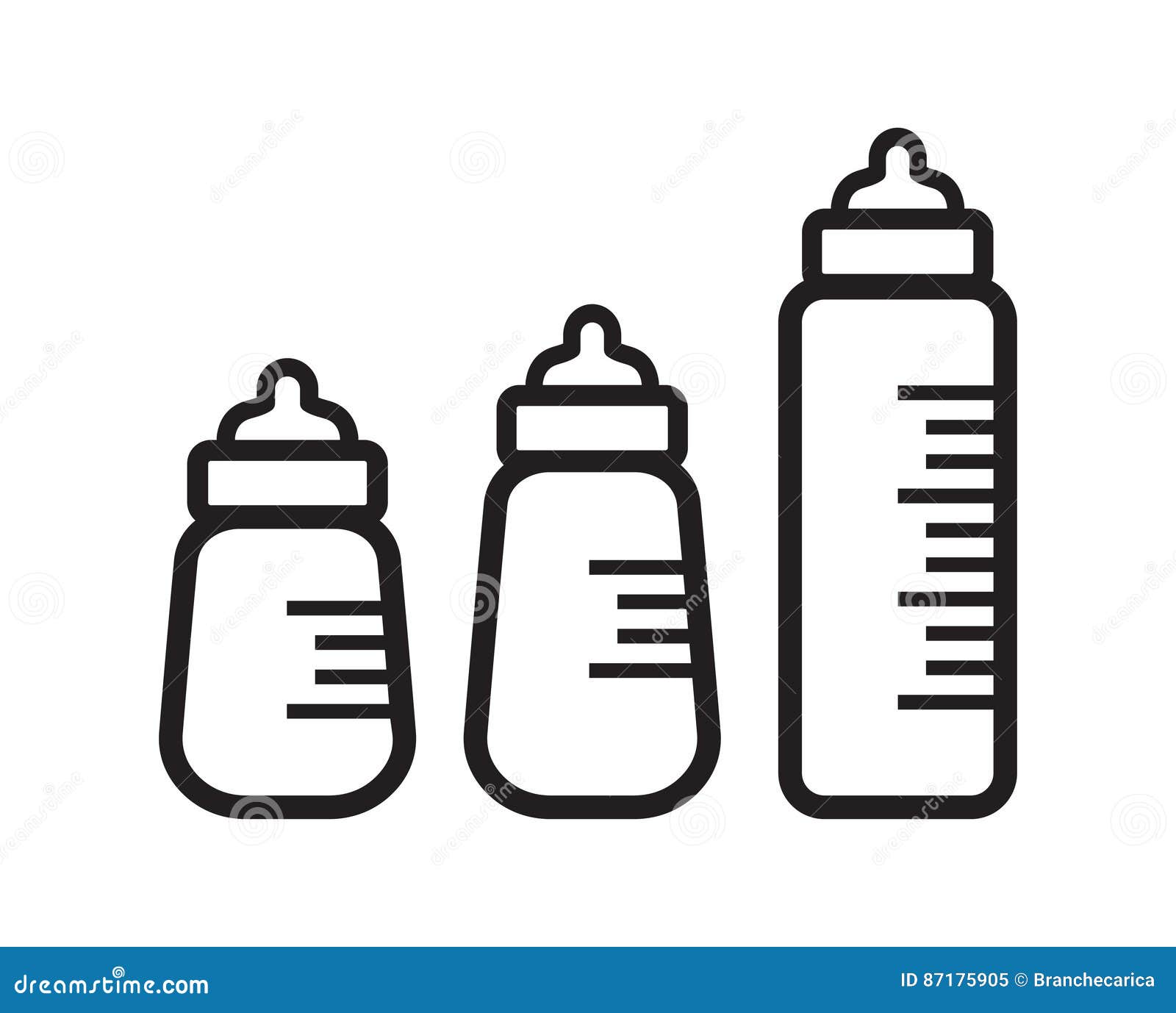 Baby bottles stock vector. Illustration of rubber, childhood 87175905
