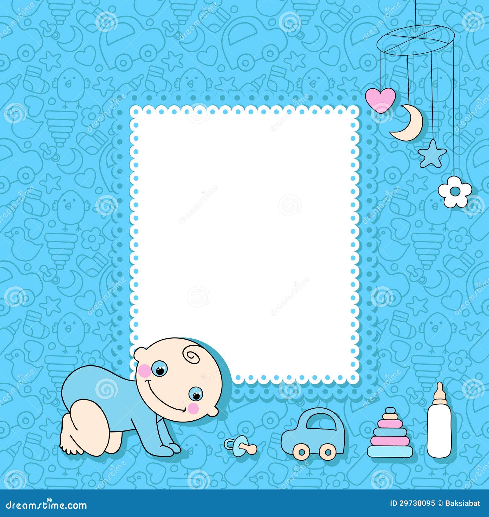 Baby Boy Announcement Card. Stock Vector - Illustration of backgrounds,  illustrations: 29730095