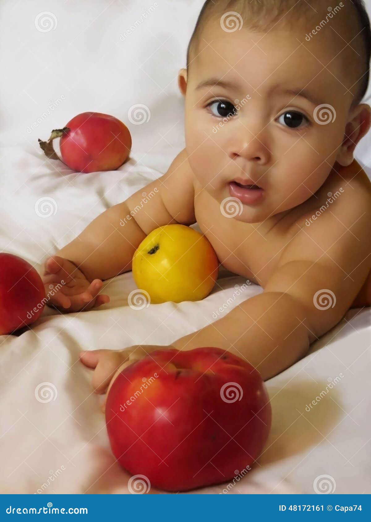 Baby boy with apples stock image. Image of apples, eyed 48172161
