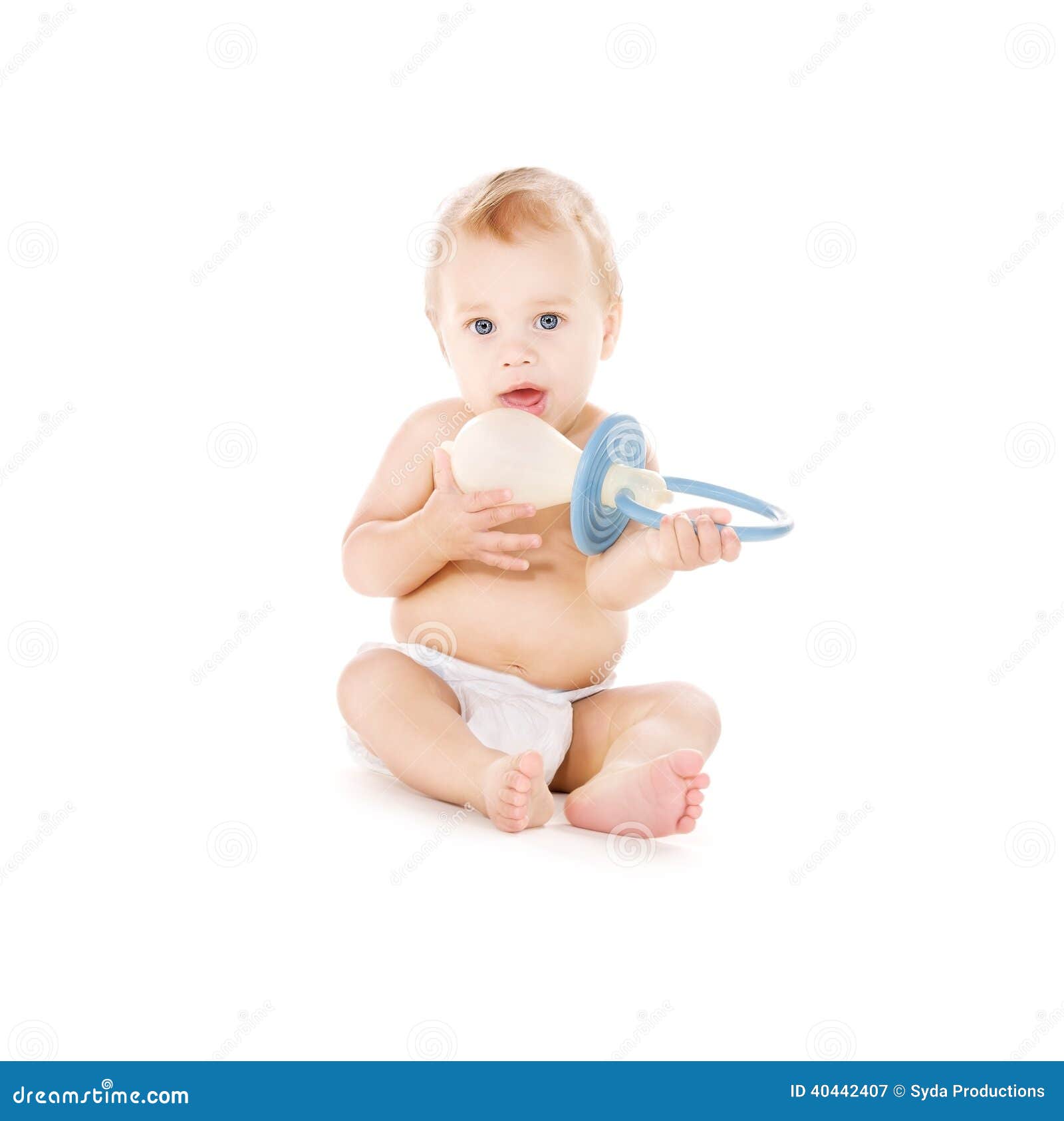 Baby boy with big pacifier stock image. Image of baby 40442407