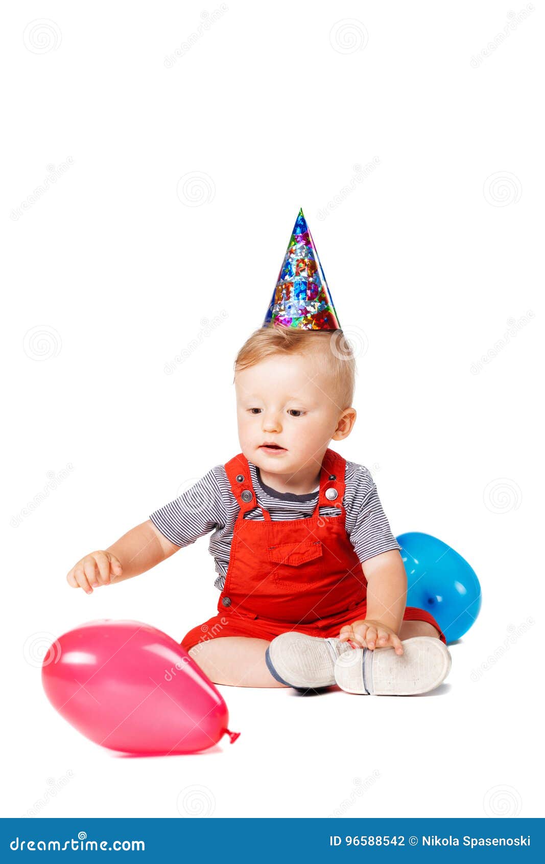 Baby boy with balloons stock photo. Image of baby, cheerful - 96588542