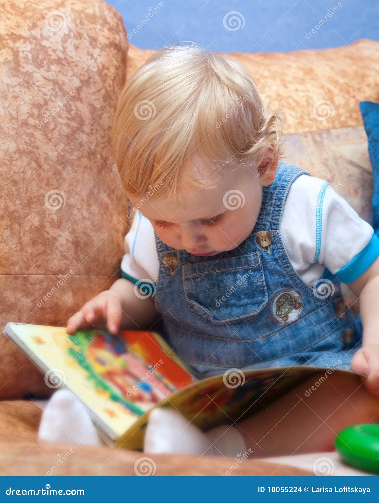 Baby boy with book stock photo. Image of person, education 10055224