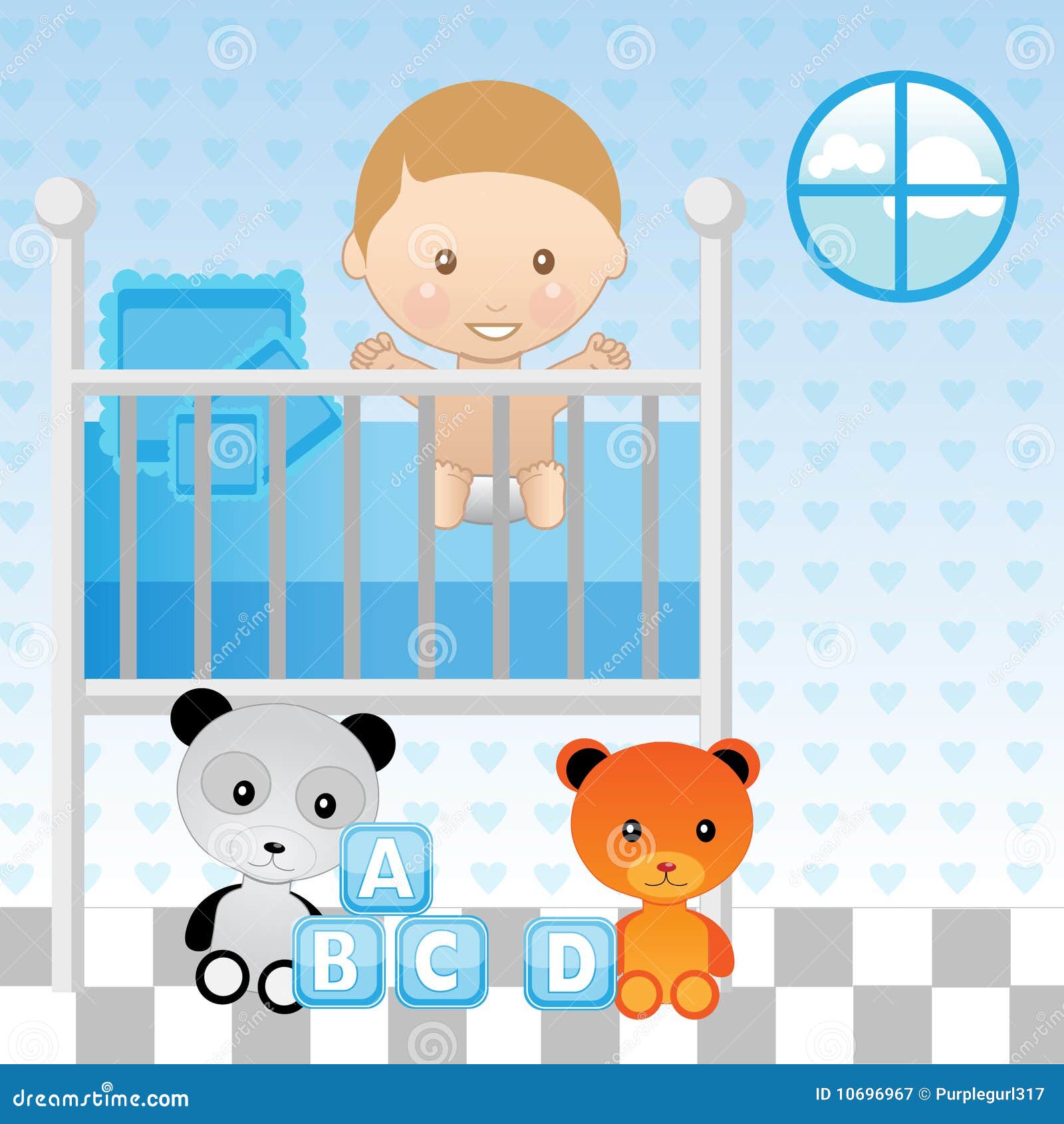 Baby Boy in Crib stock vector. Illustration of crib, infant 10696967