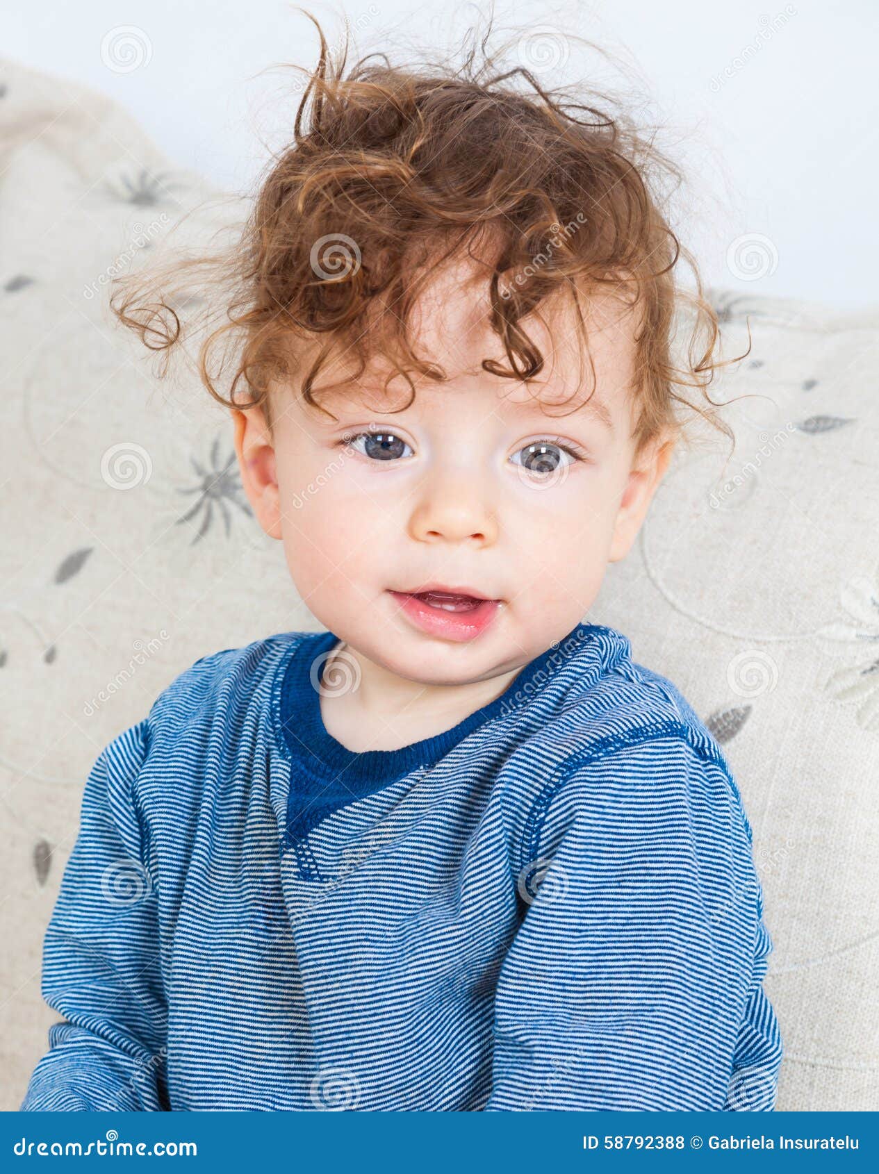 baby boy with curly hair stock photo. image of person - 58792388