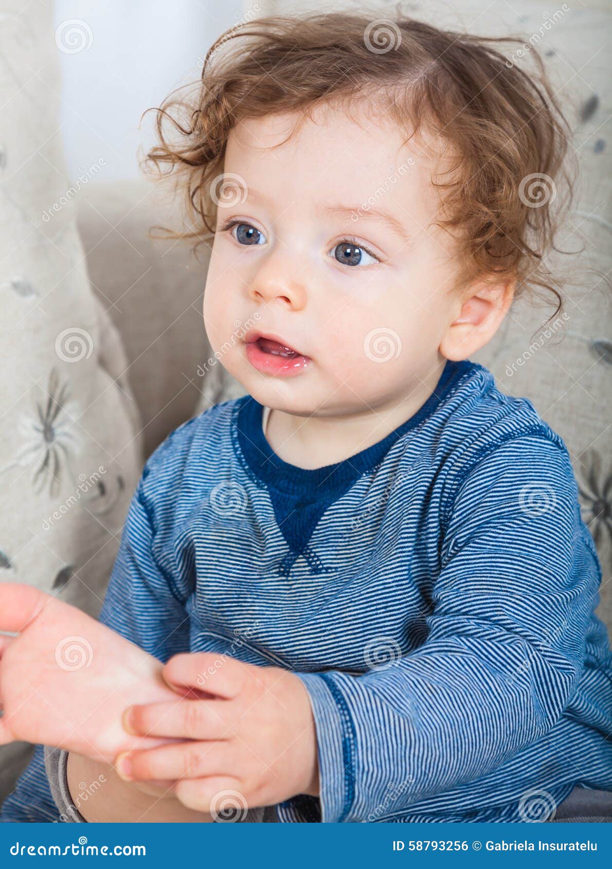 Baby boy with curly hair stock photo. Image of long, infant - 58793256