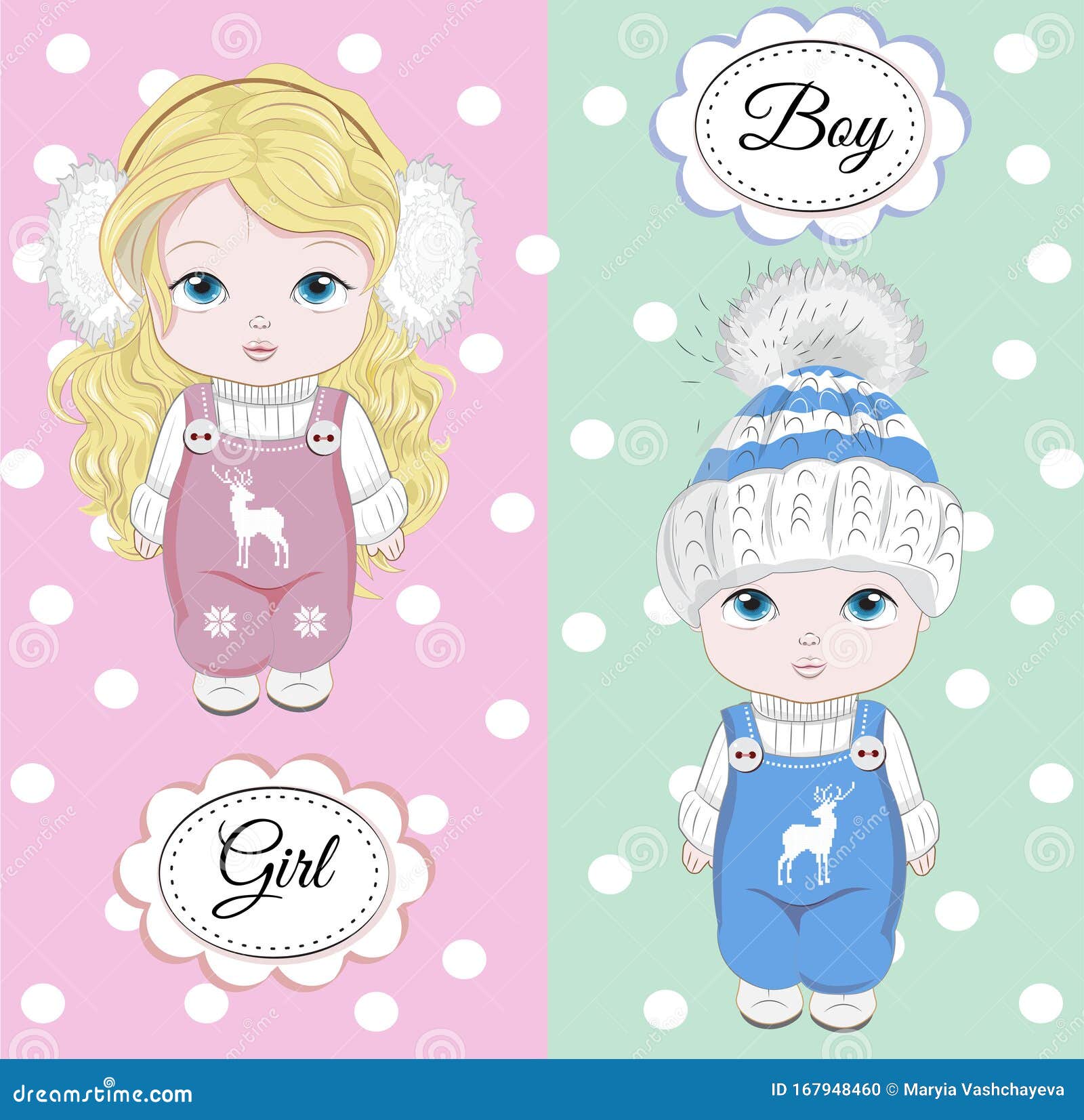 Baby Boy And Girl Stock Vector Illustration Of Happy