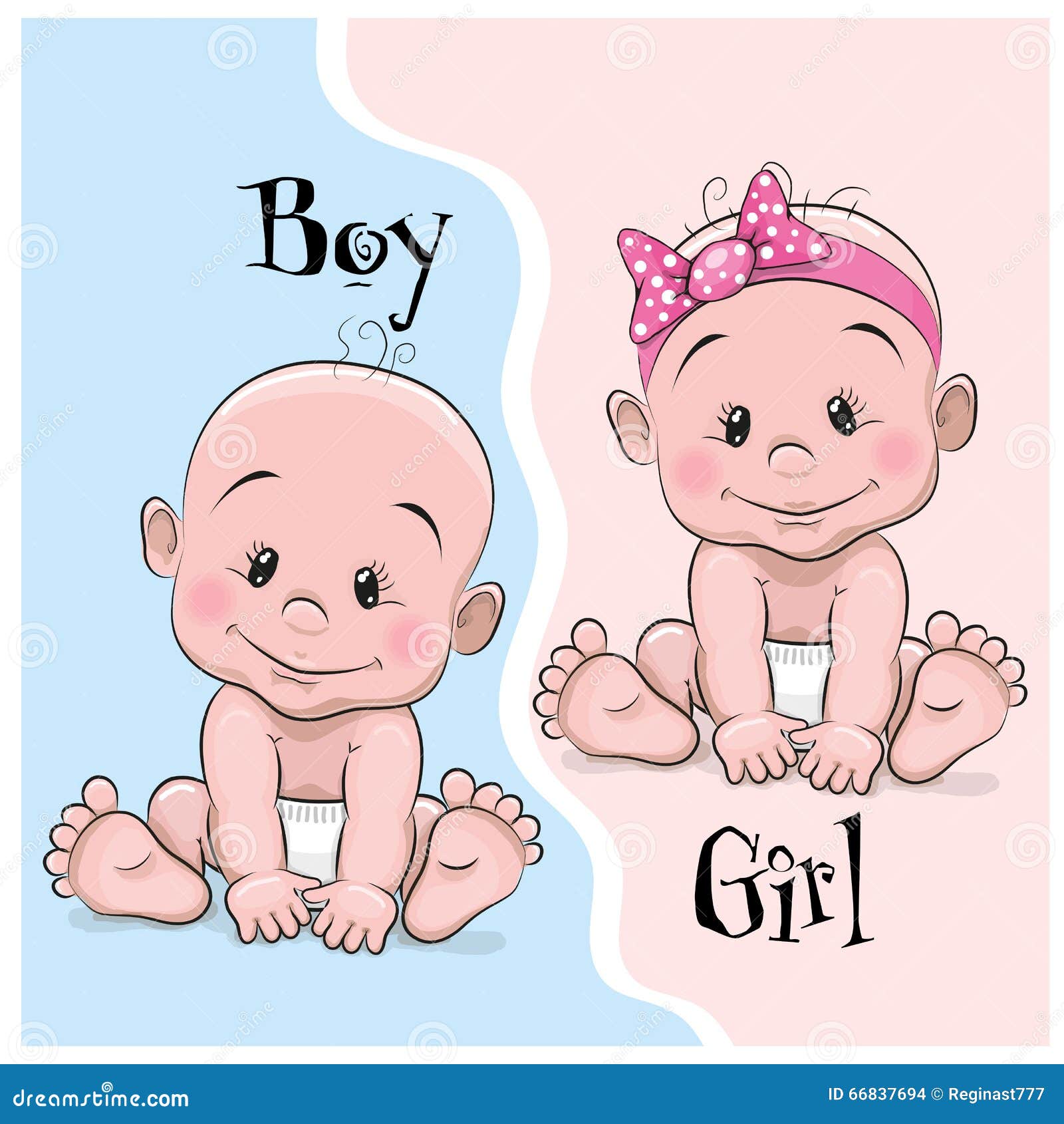 cartoon little boy and girl