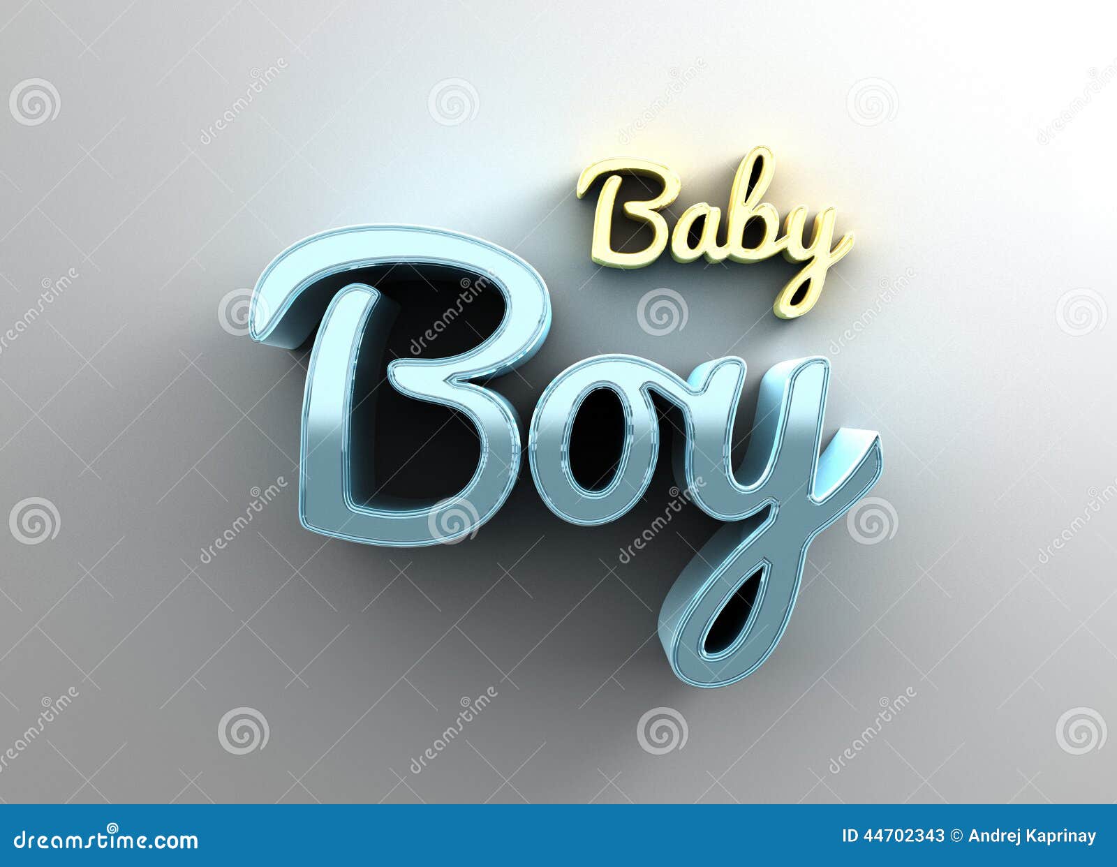 Baby Boy Gold and Blue 3D Quality Render on the Background Wit Stock