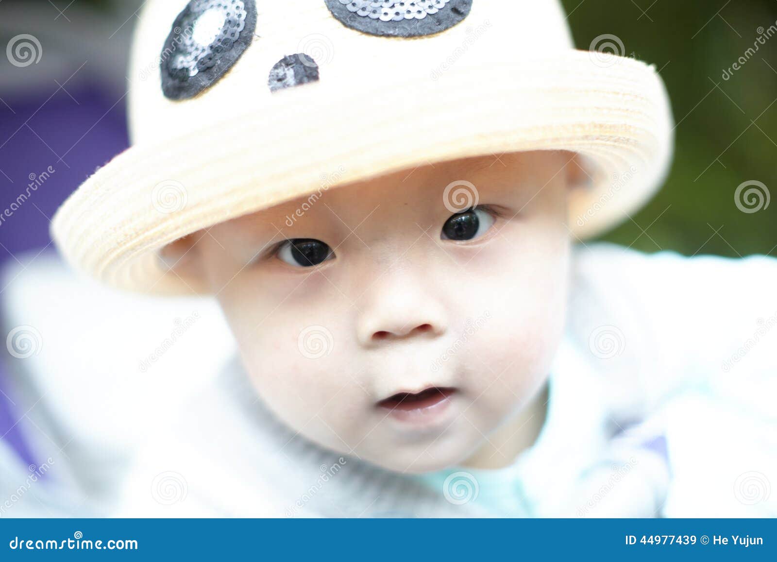 Baby boy in hat stock image. Image of nine, cute, month - 44977439