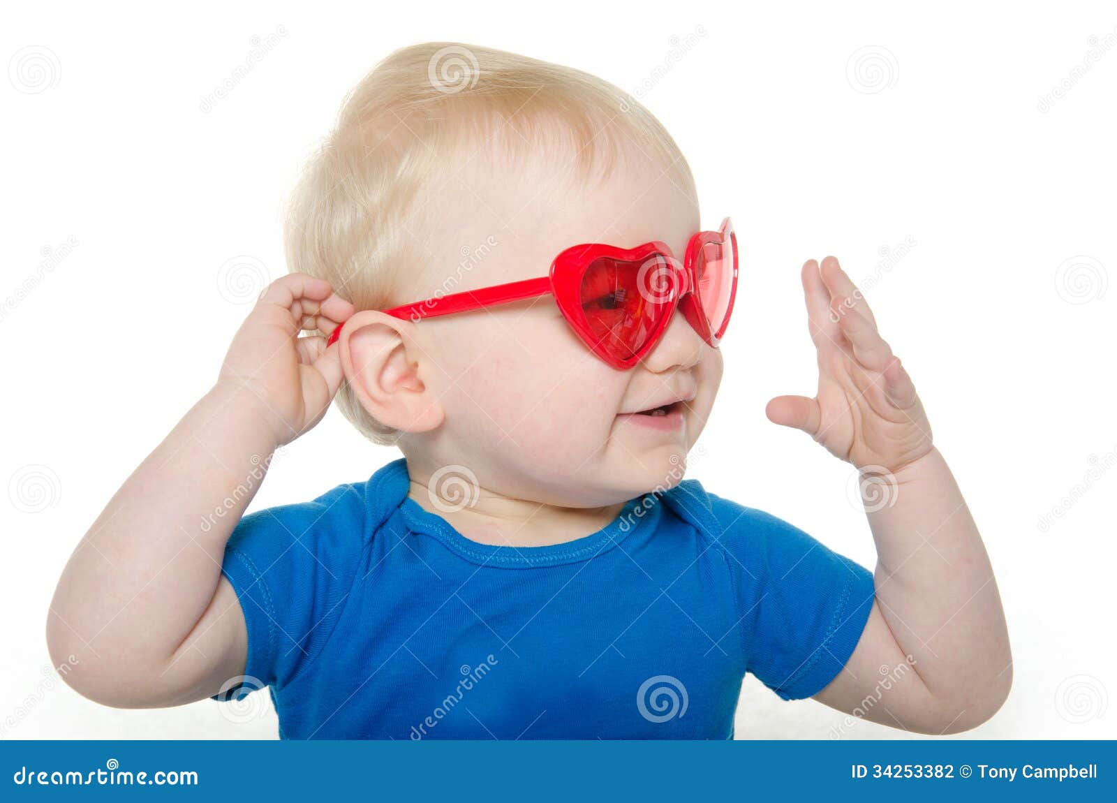 Baby Boy With Heart  Shaped Sunglasses Stock Photo Image 
