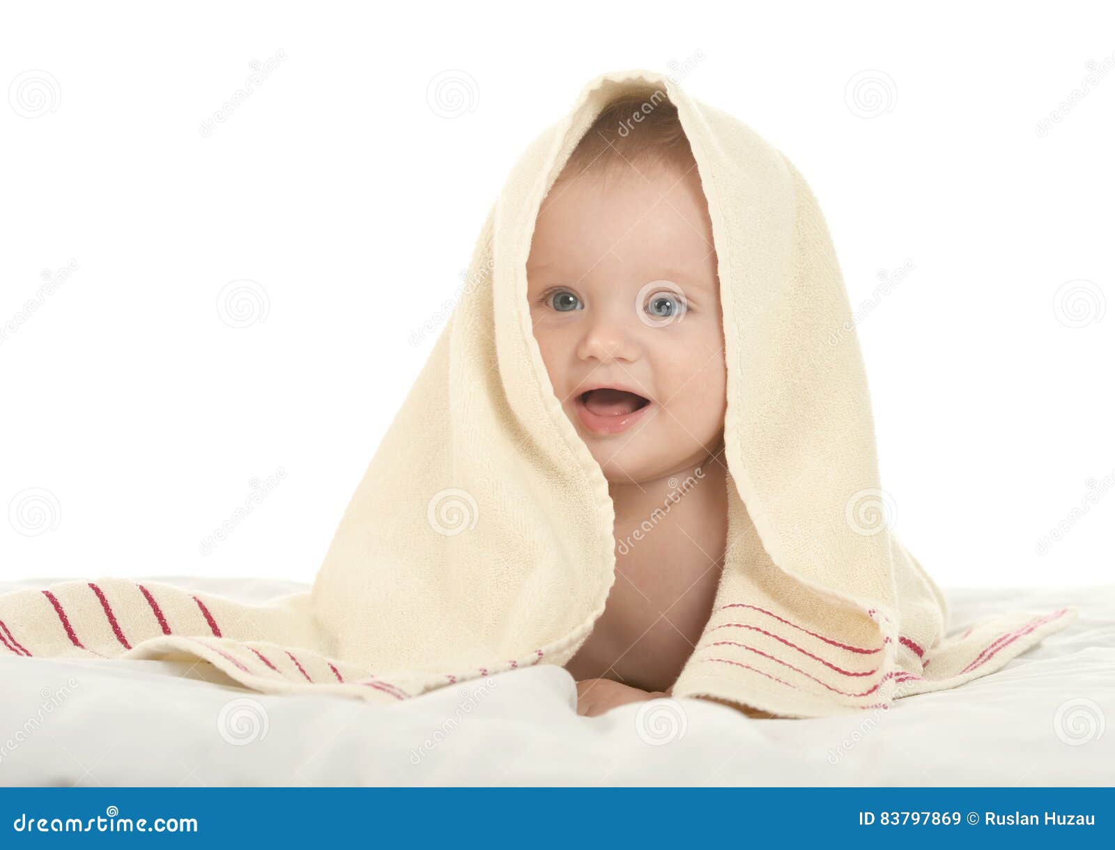 Baby Boy Lying Under Blanket Stock Image - Image of joyful, person ...