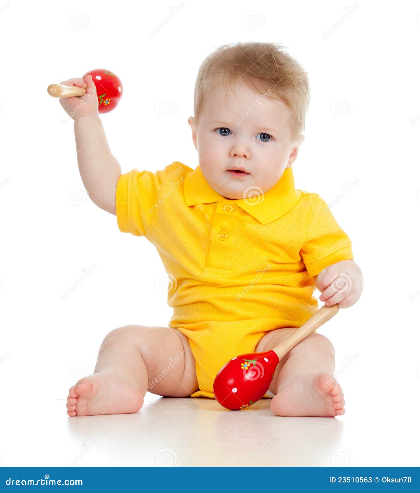 Baby Boy with Musical Toys on White Stock Image Image of classical