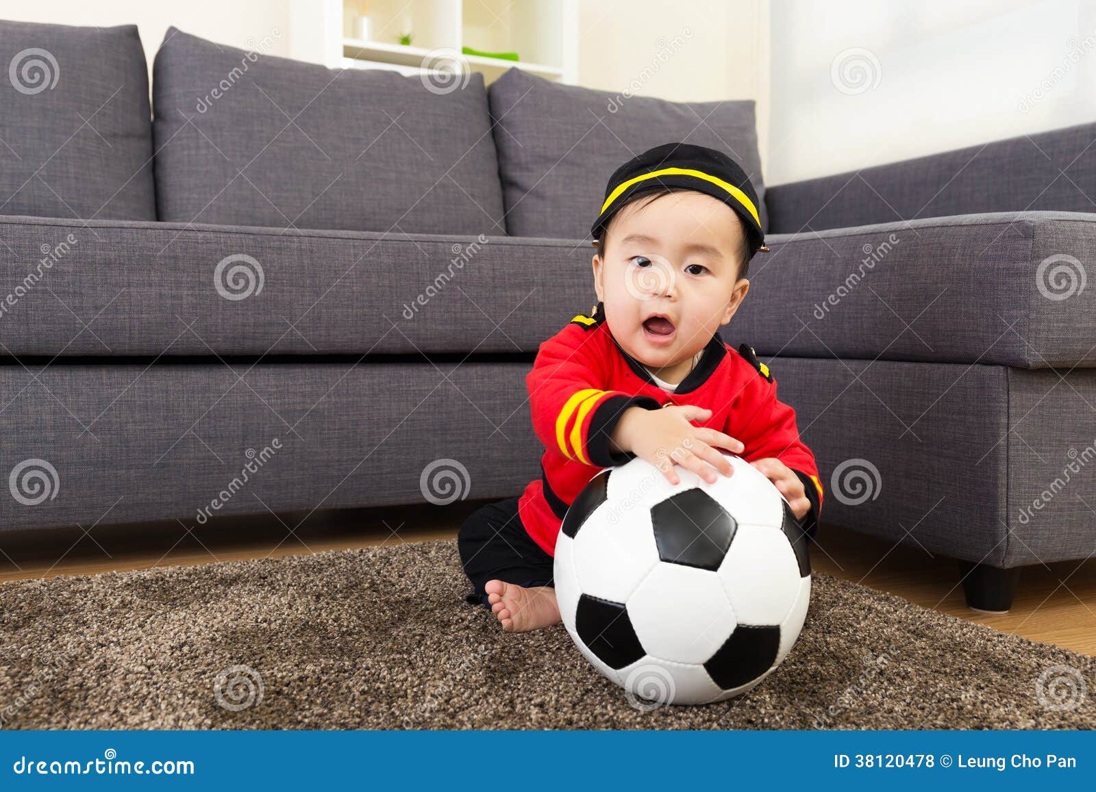 Baby Boy Playing with Soccer Ball Stock Photo Image of carpet, soccer 38120478