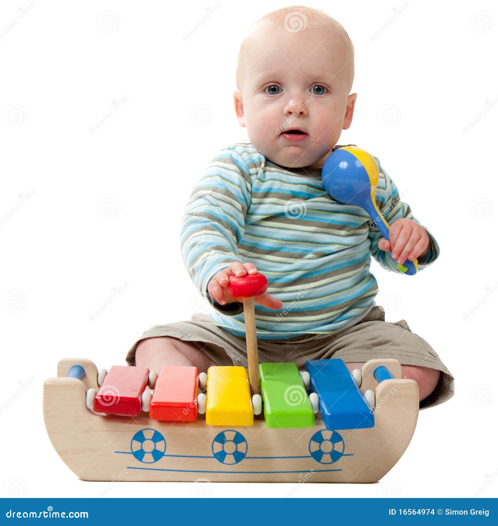 baby playing xylophone